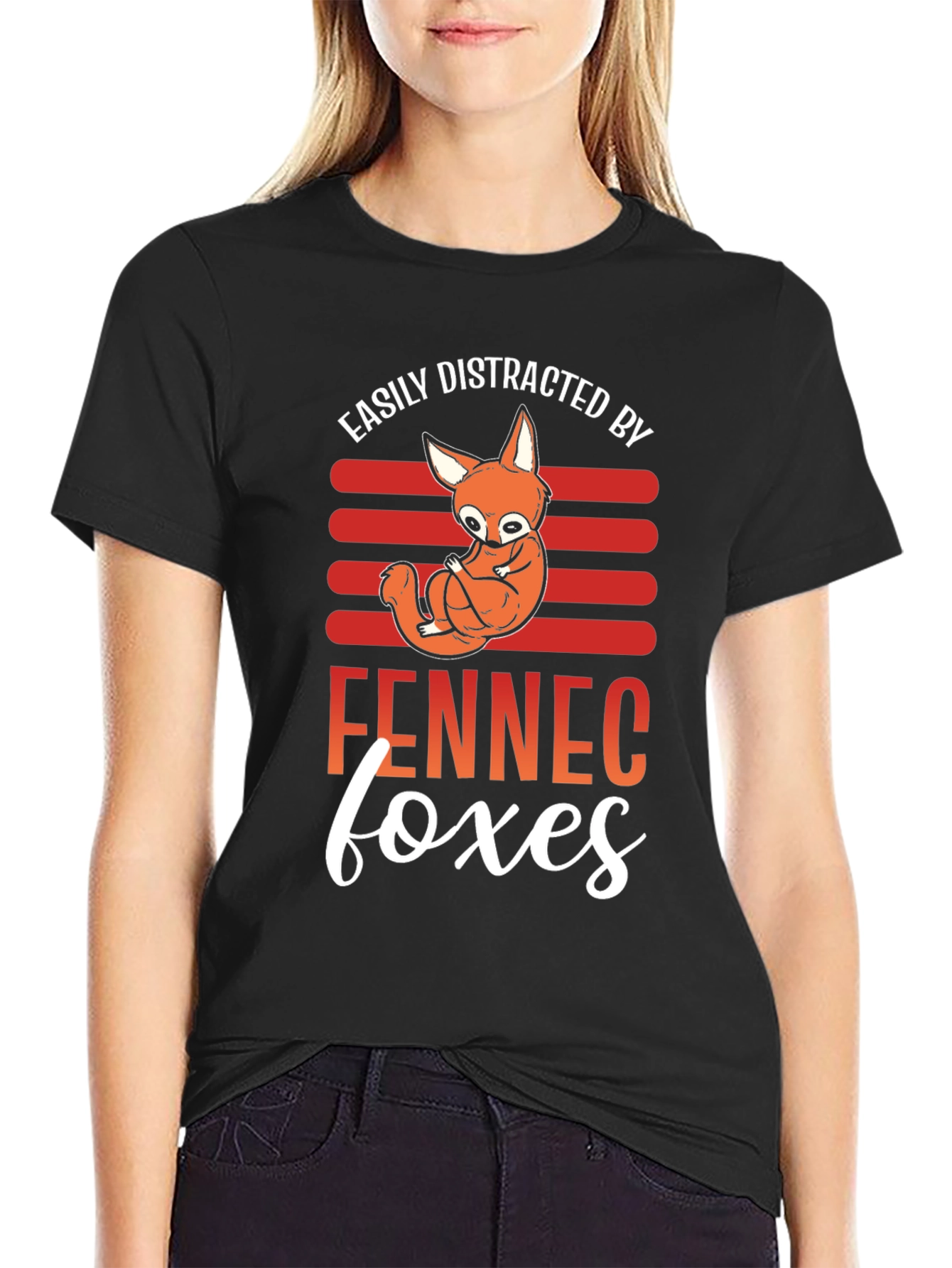 Black Fennec Fox Distraction T-Shirt view 2