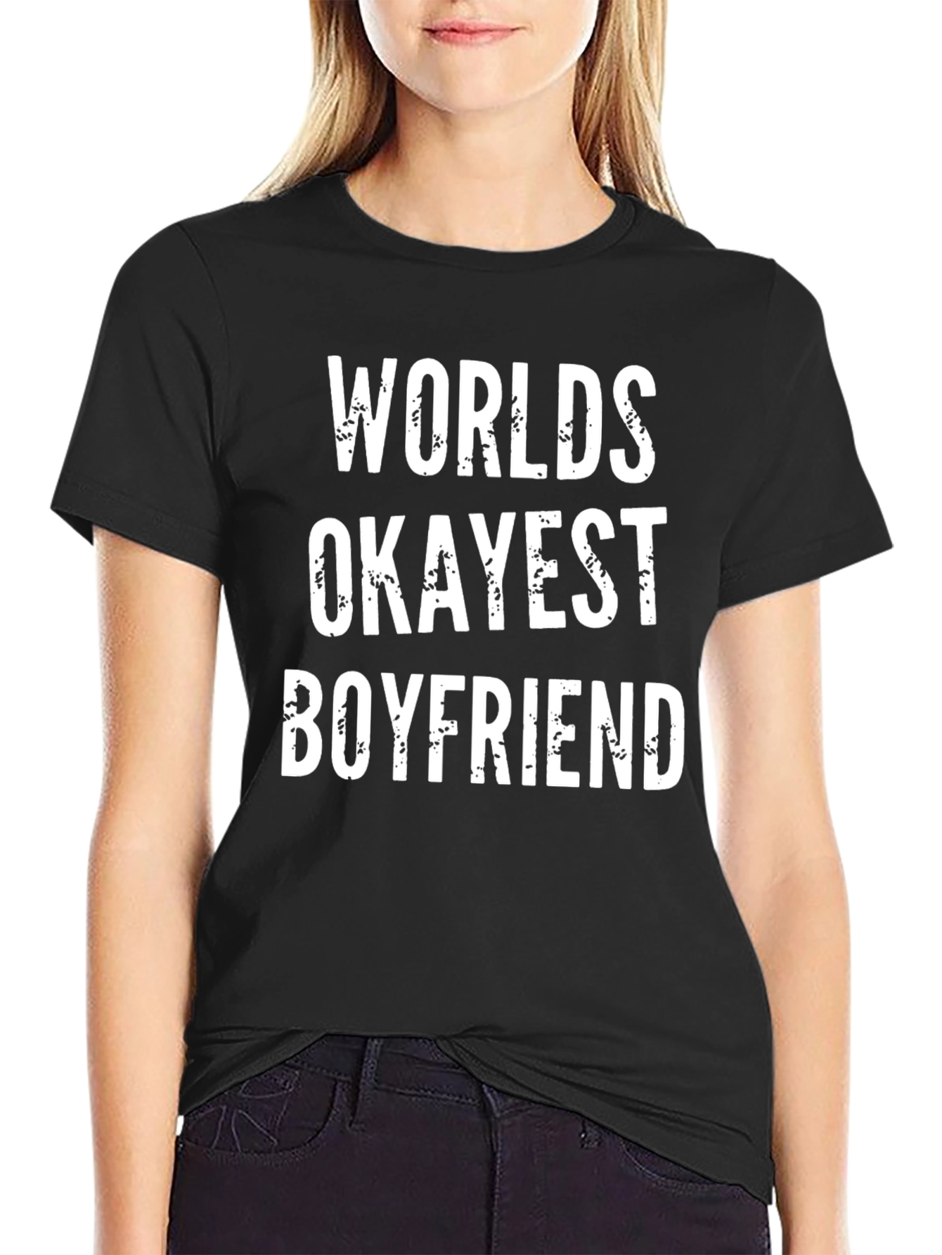 Black World's Okayest Boyfriend Graphic Tee view 2