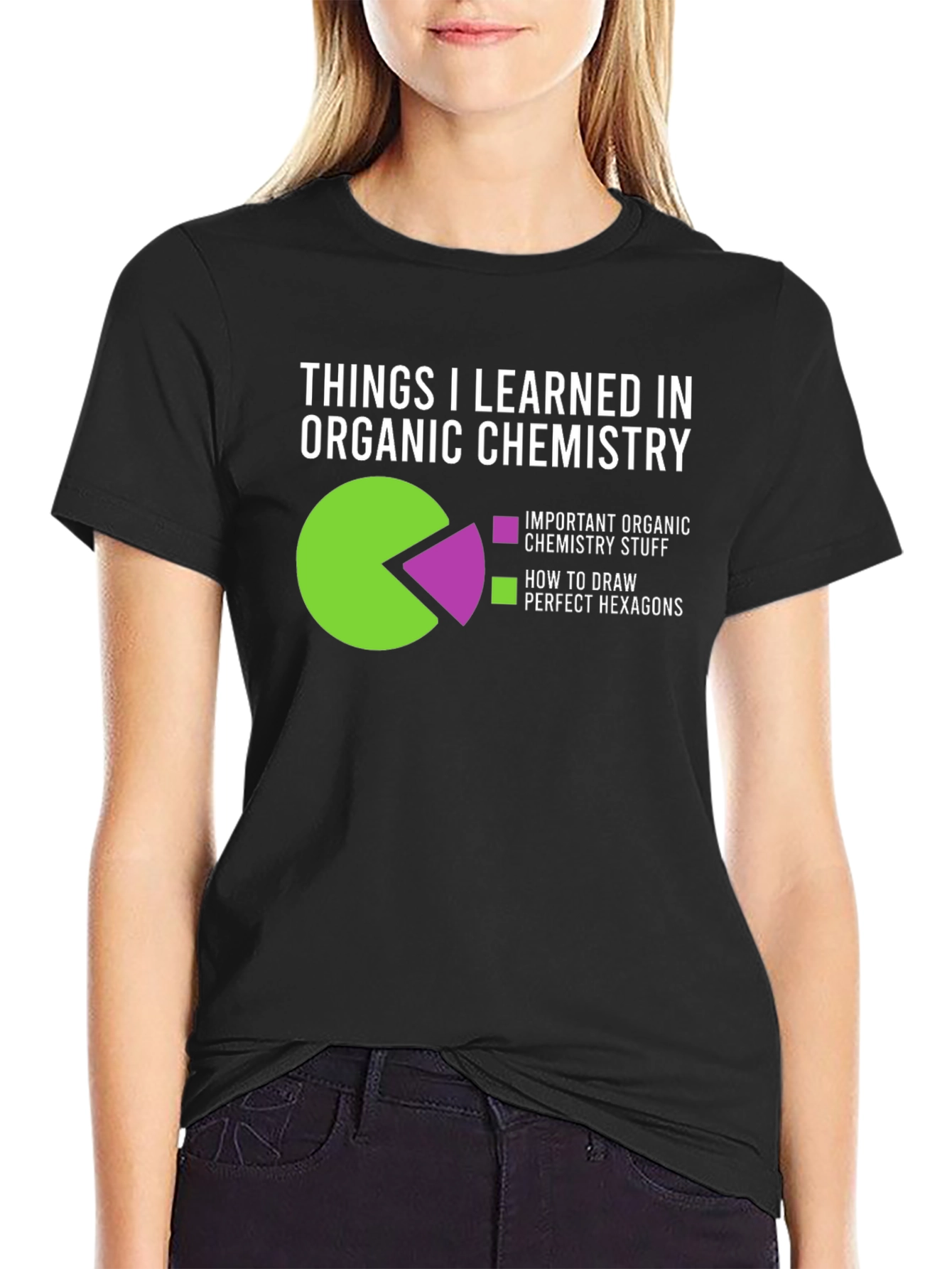 Black Organic Chemistry Hexagons T-Shirt - Funny Science Tee view 2