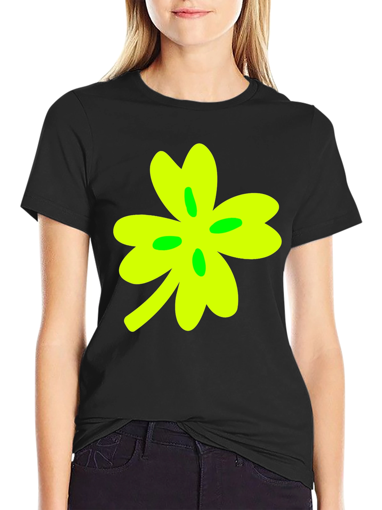 Black Lucky Clover Black T-Shirt view 2