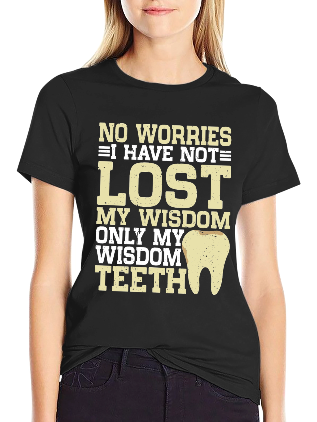Black Wisdom Teeth Humor Graphic T-Shirt view 2