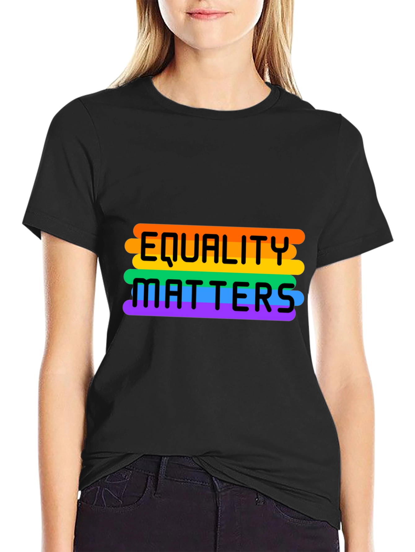 Black Equality Matters Rainbow Pride T-Shirt view 2