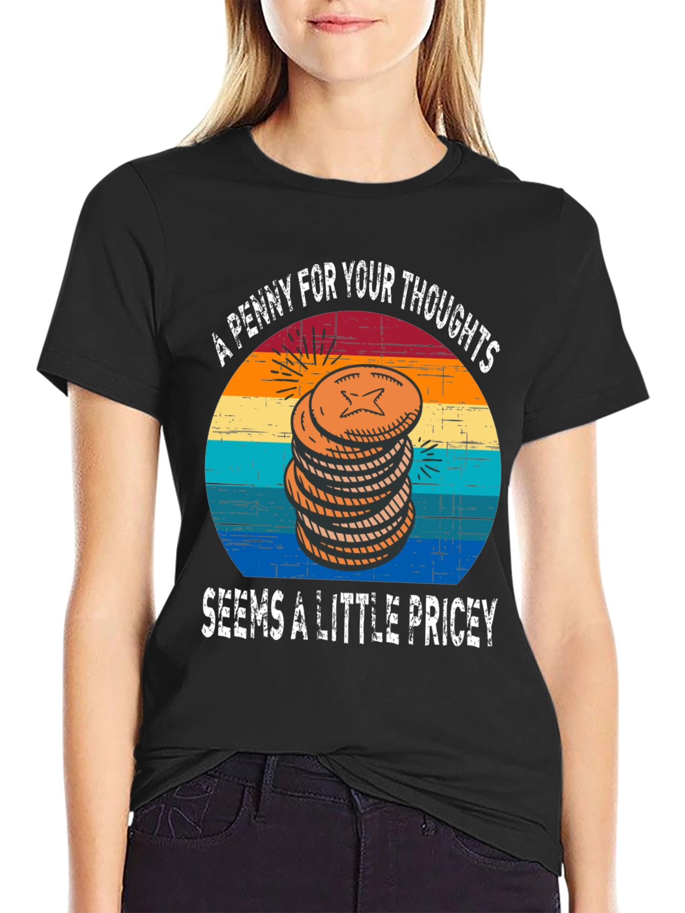 Black Penny for Your Thoughts Graphic Tee view 2