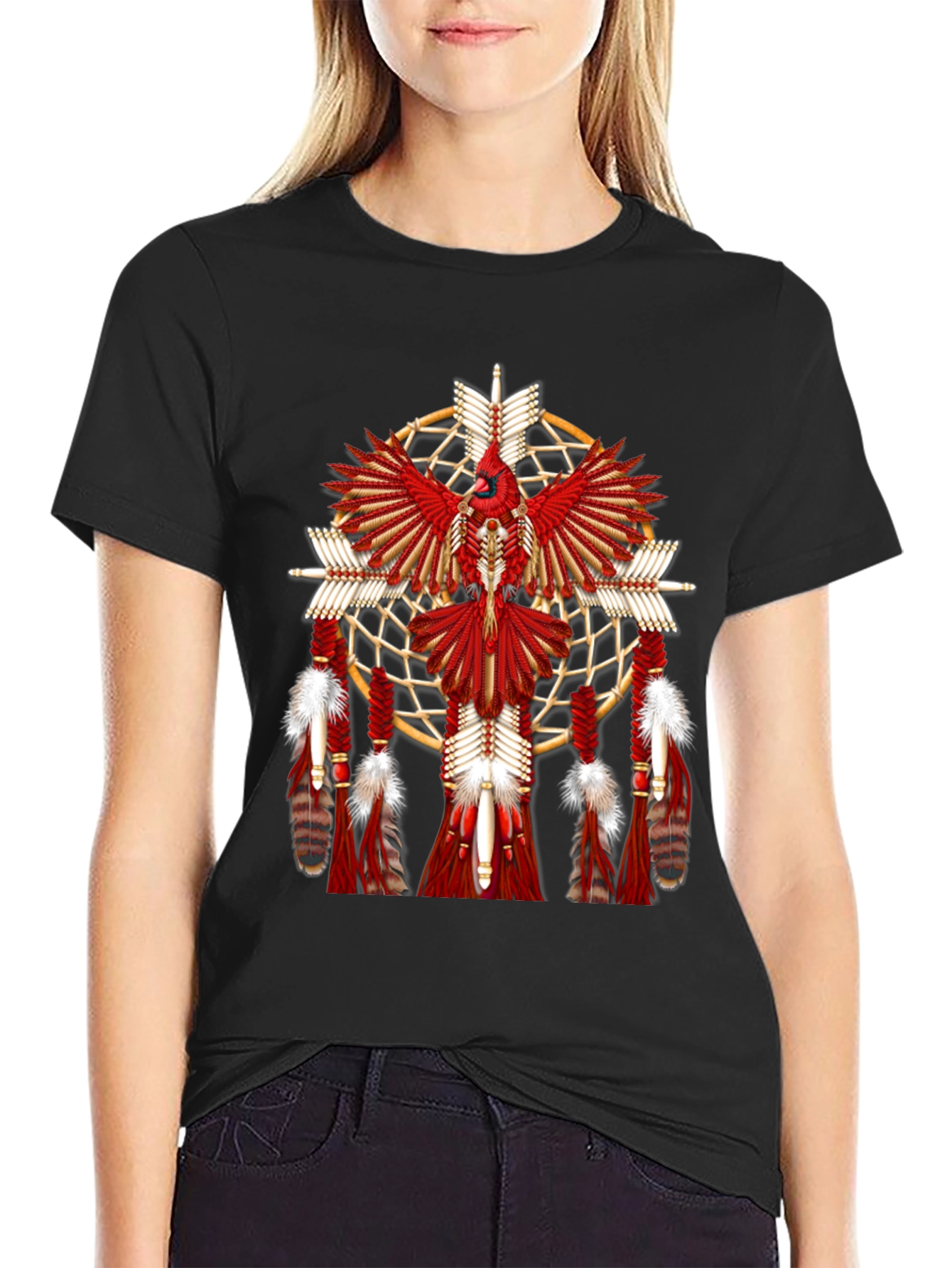 Black Cardinal Dreamcatcher Graphic Tee view 2
