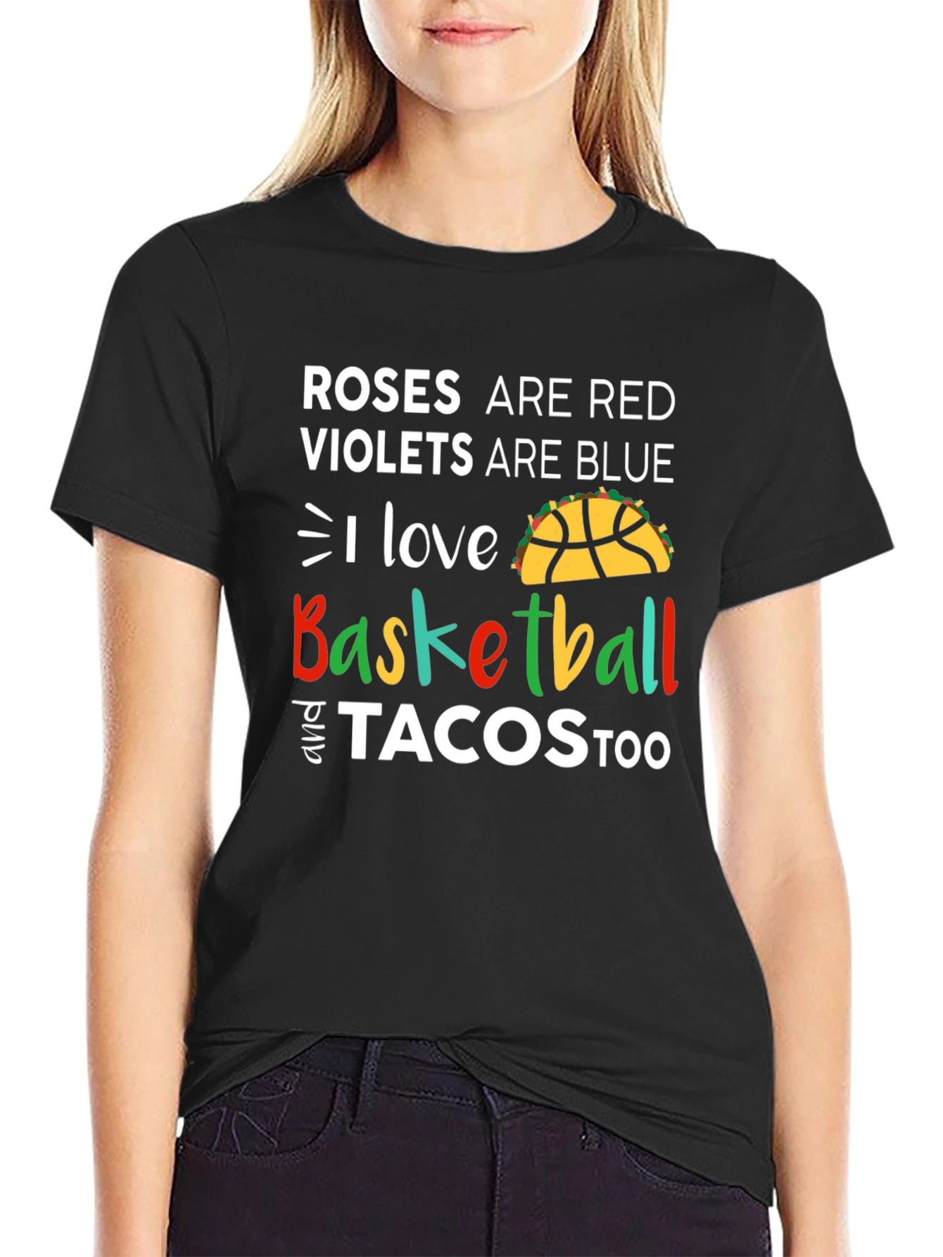 Black Basketball and Tacos Graphic Tee view 2