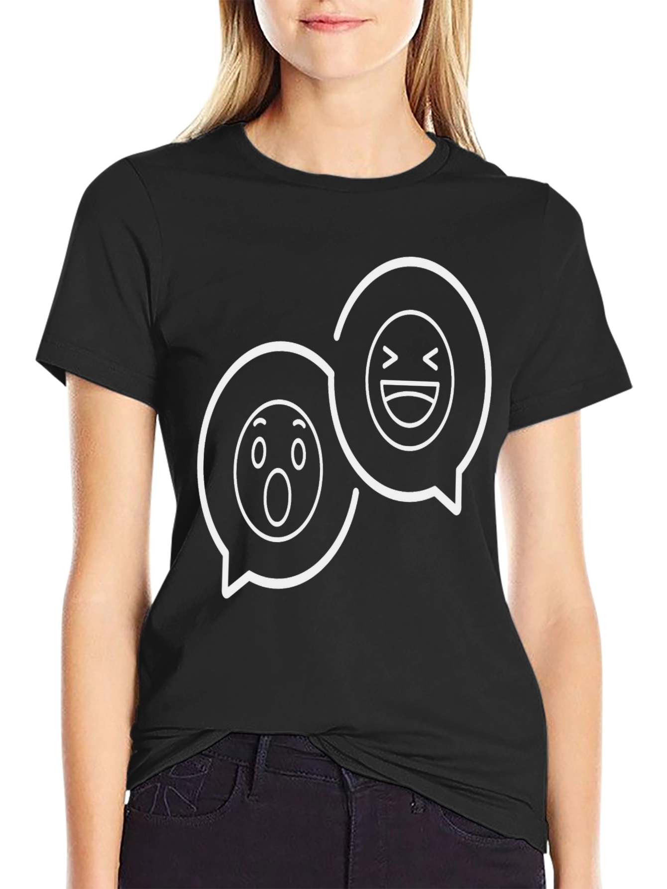 Black Emoji Speech Bubble T-Shirt view 2