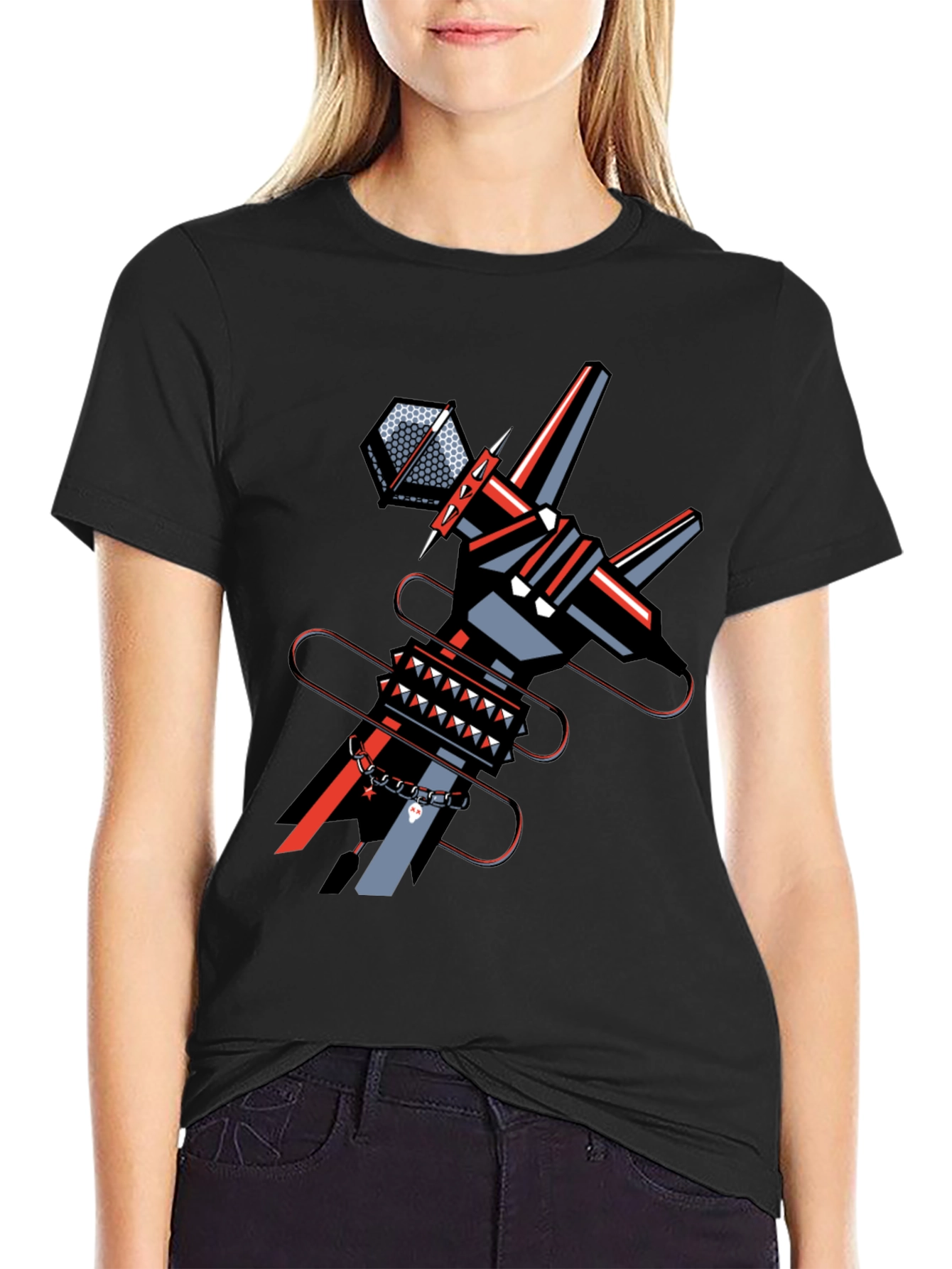Edgy Graphic Tee: Geometric Punk Style - 2
