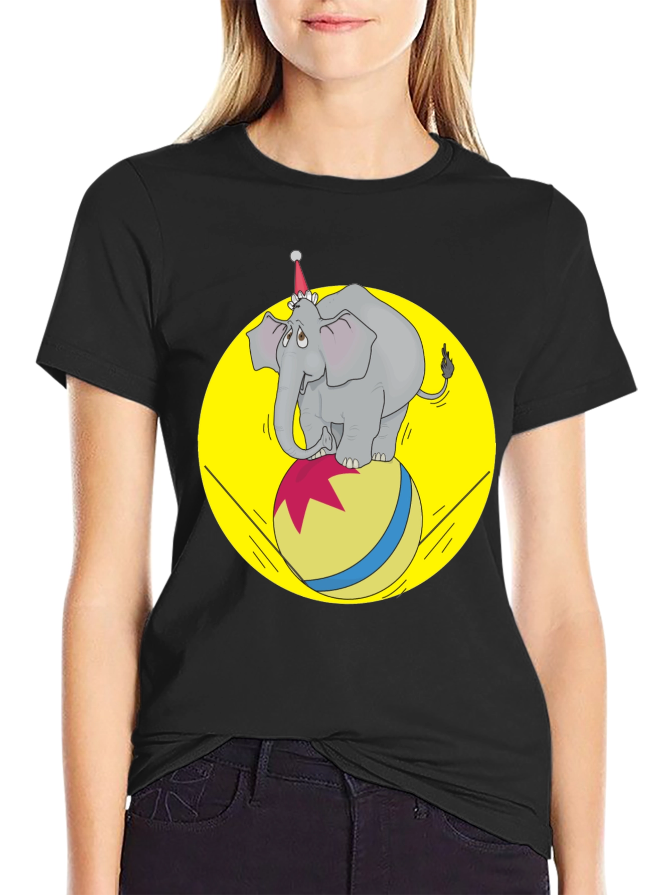Black Circus Elephant T-Shirt - Novelty Graphic Tee view 2