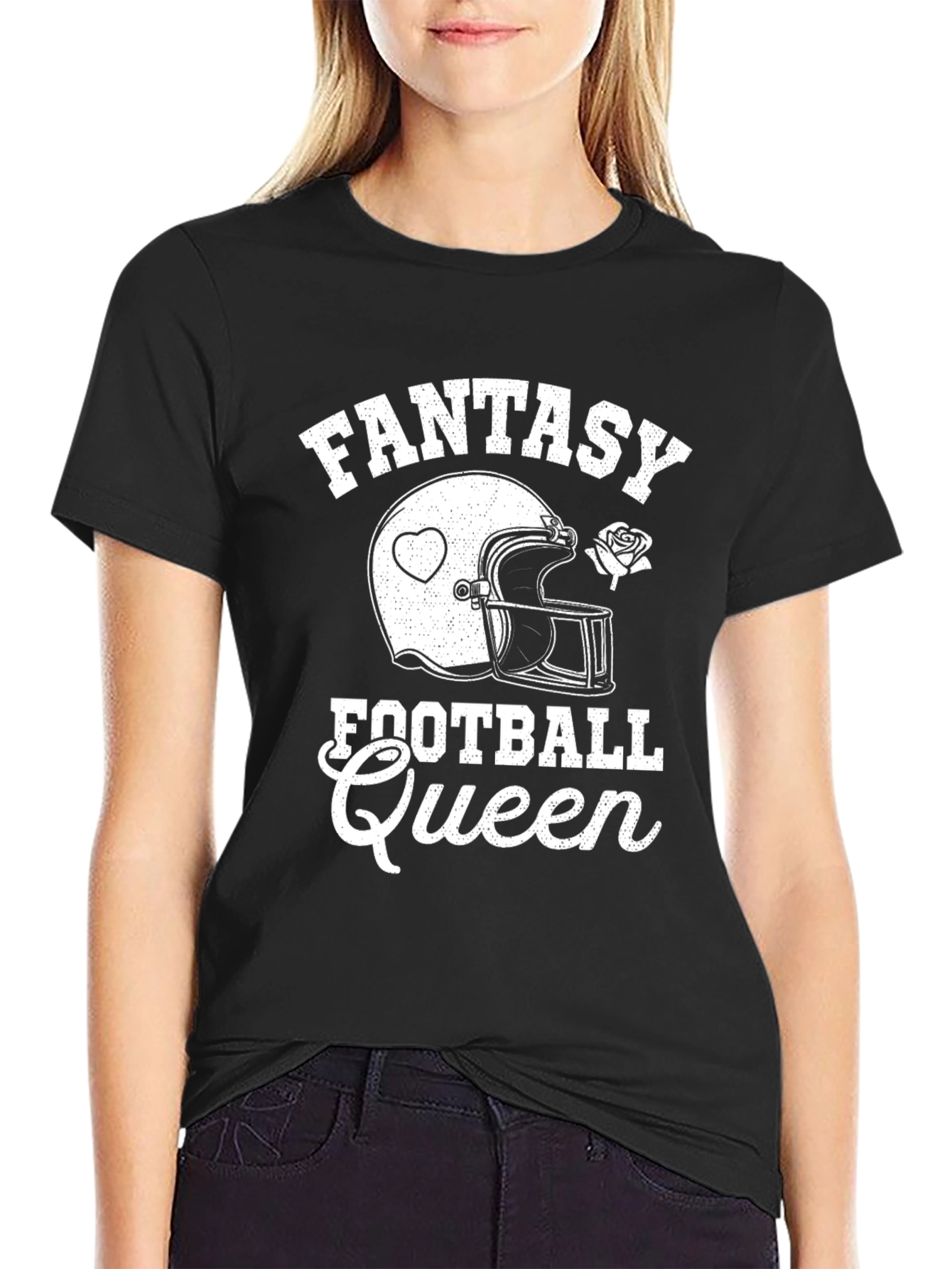 Black Fantasy Football Queen T-Shirt view 2