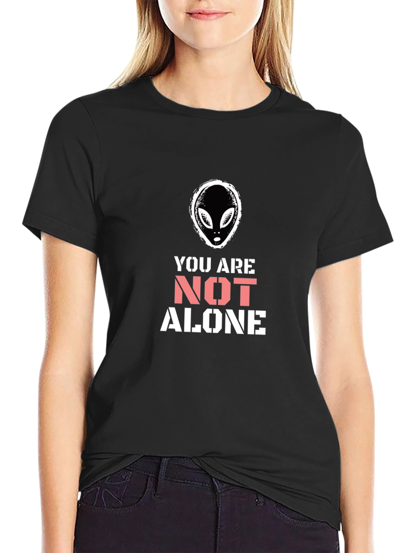 Black Alien Graphic Tee - You Are Not Alone T-Shirt view 2