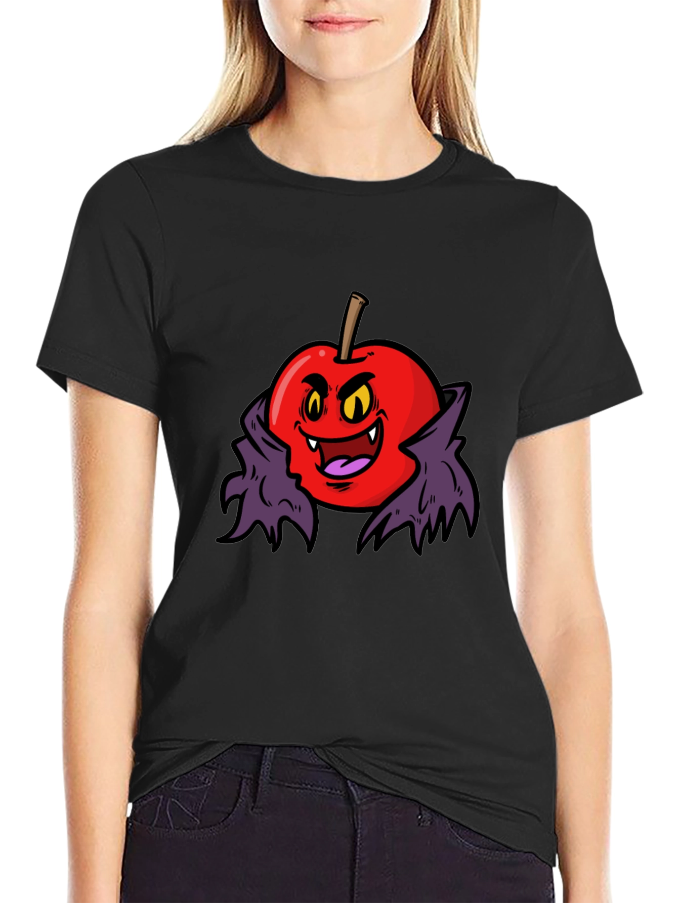Black Vampire Apple Graphic Tee view 2