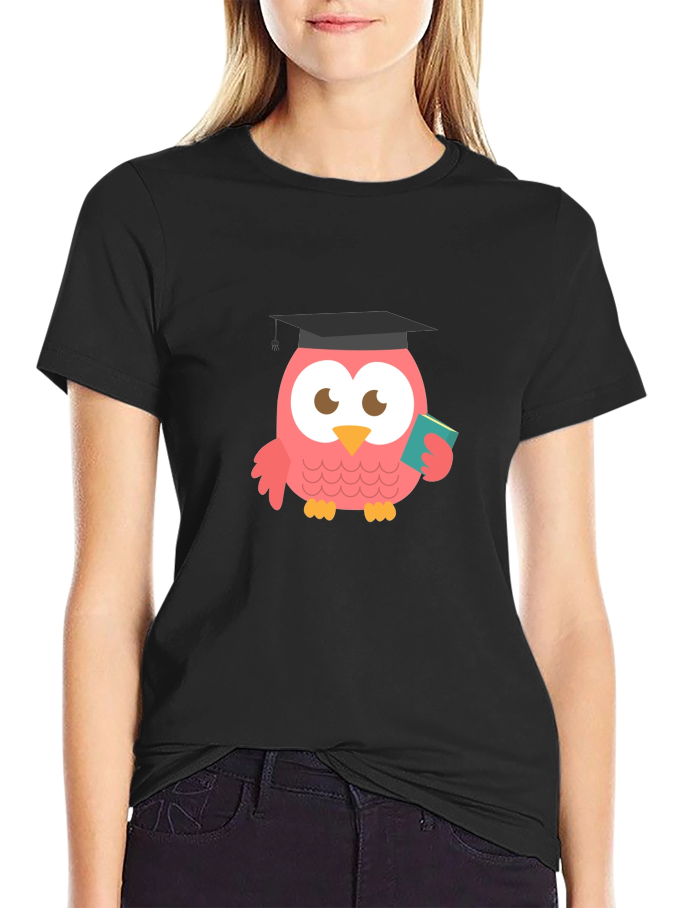 Black Graduation Owl Graphic Tee - Cute and Clever Design view 2
