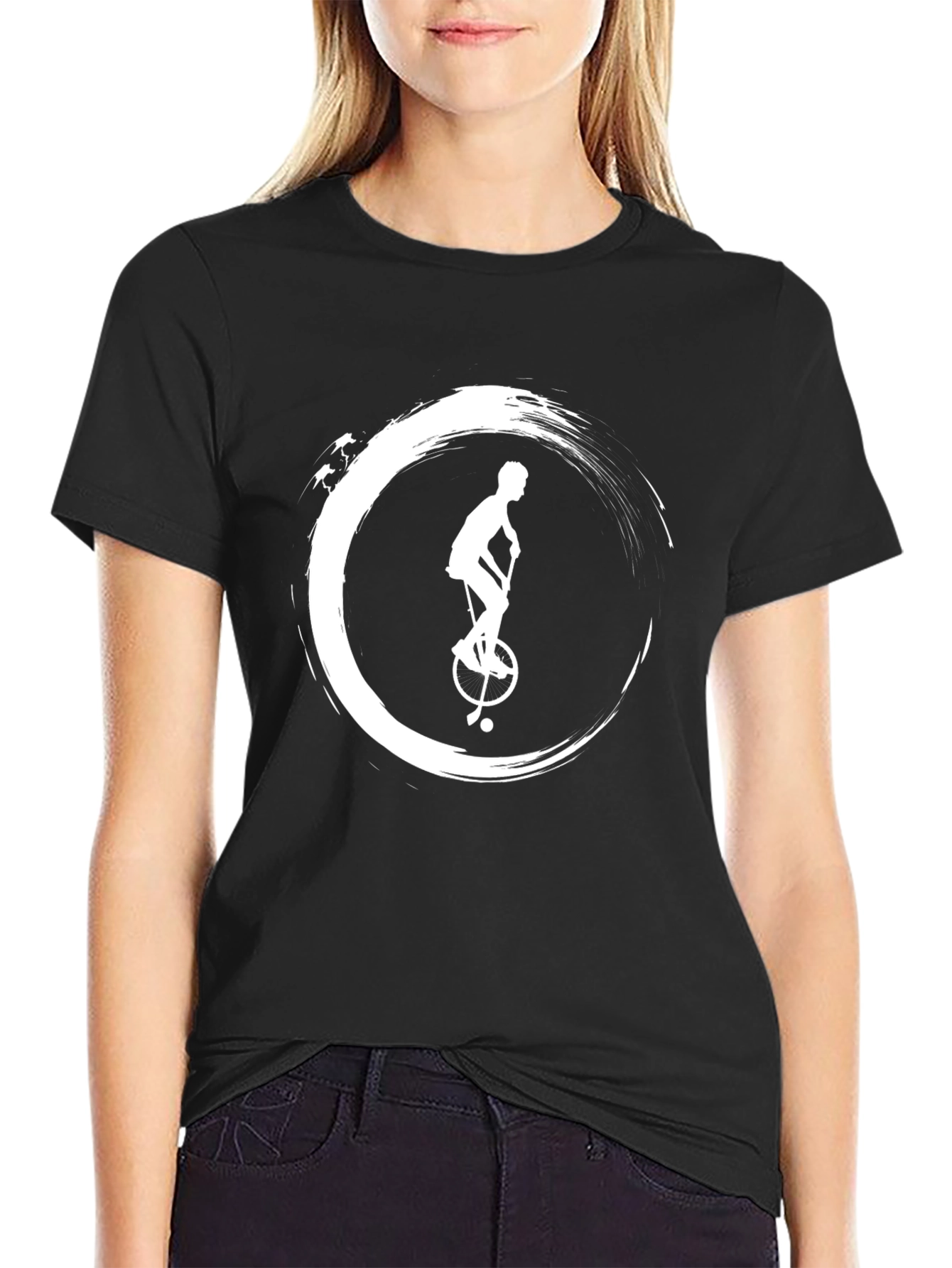 Black Unicycle Zen T-Shirt - Black Graphic Tee view 2