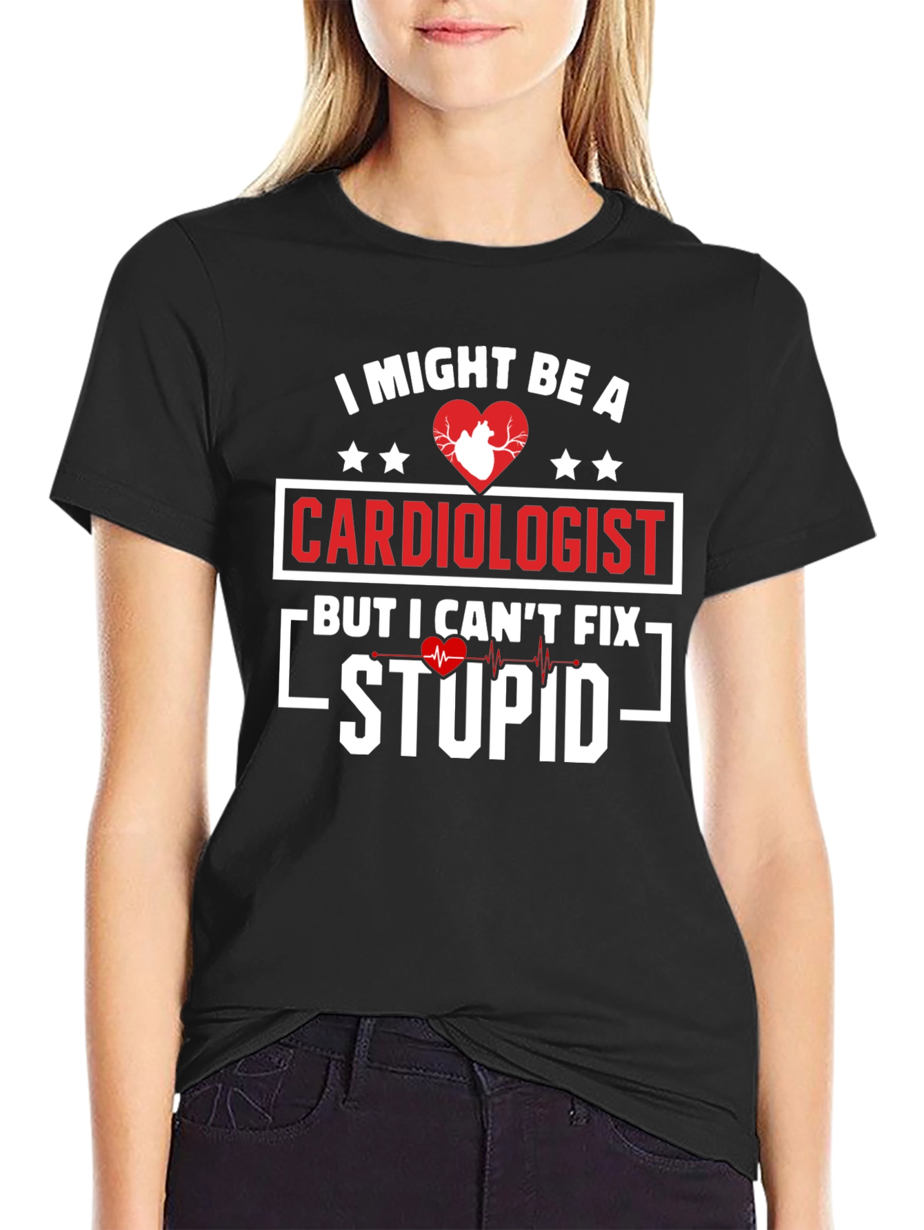 Black Cardiologist Humor Graphic T-Shirt view 2