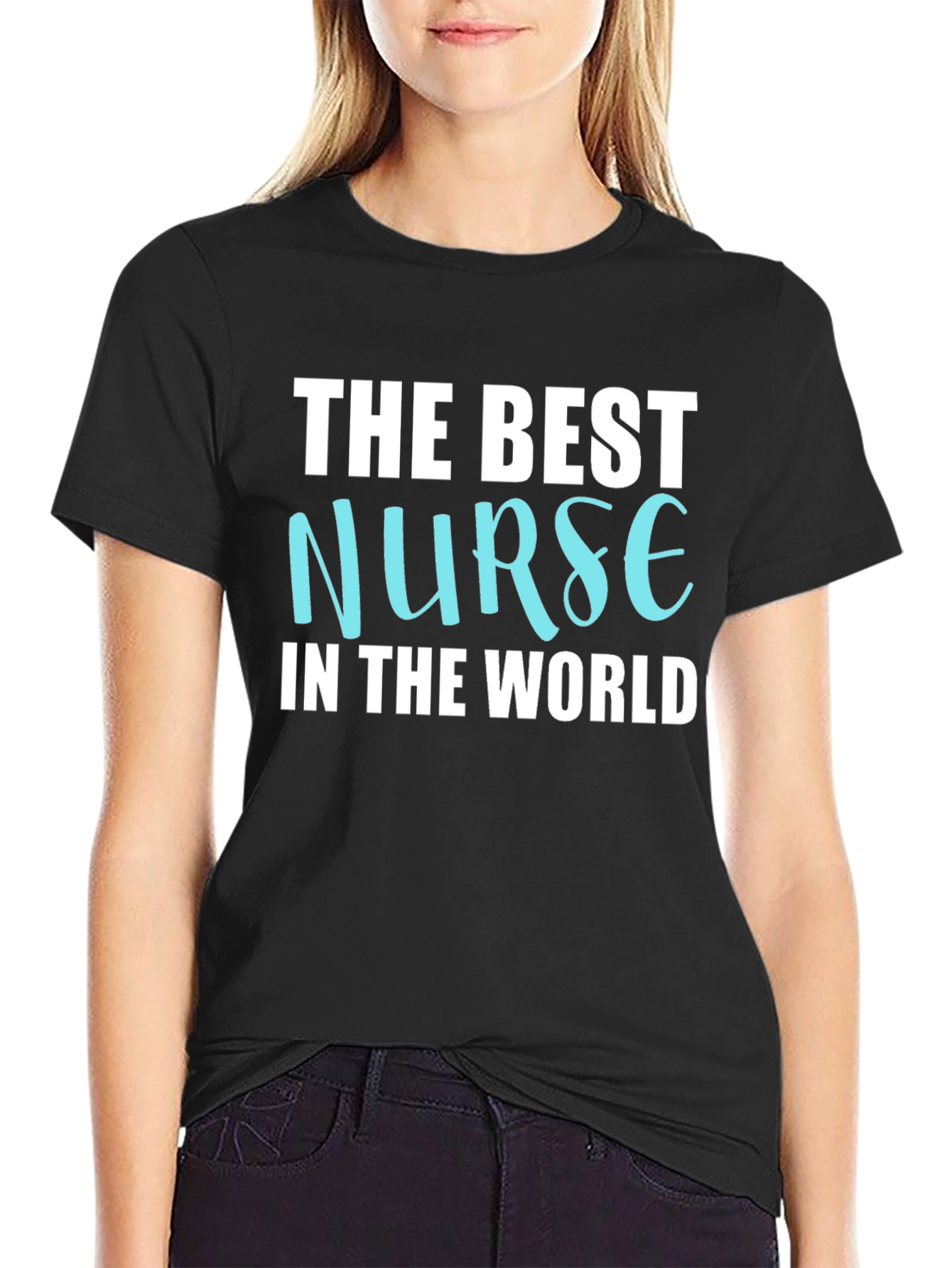 Black Best Nurse in the World Black Graphic Tee Shirt view 2