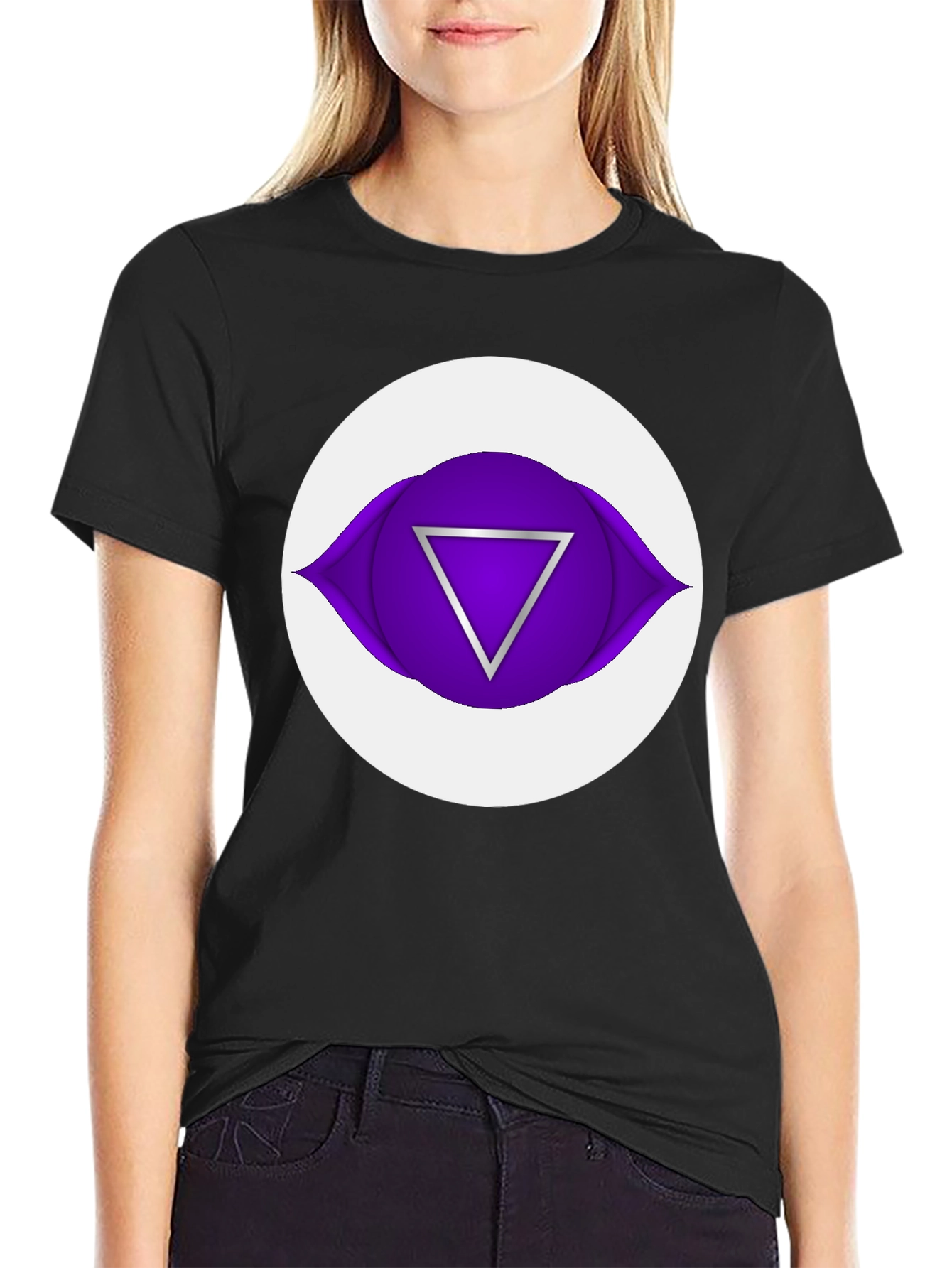 Black Third Eye Chakra Graphic Tee - Black Cotton T-Shirt view 2