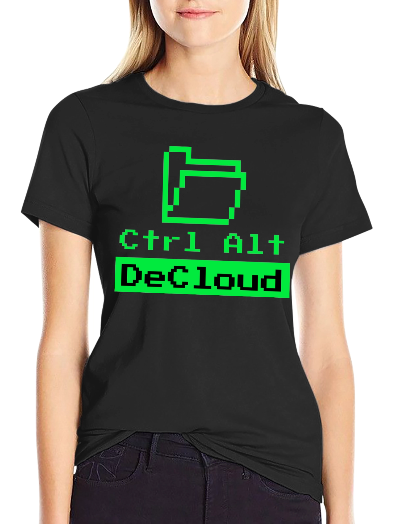 Black Ctrl Alt DeCloud T-Shirt - Geeky Tech Humor view 2