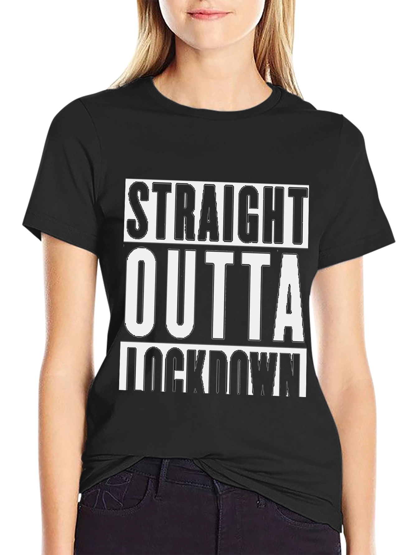 Black Straight Outta Lockdown T-Shirt view 2