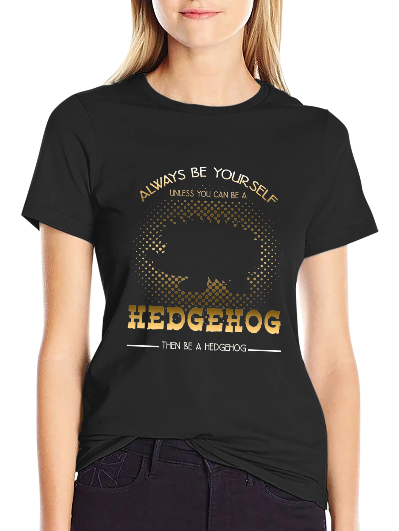 Black Always Be Yourself Hedgehog T-Shirt - Funny Novelty Tee view 2