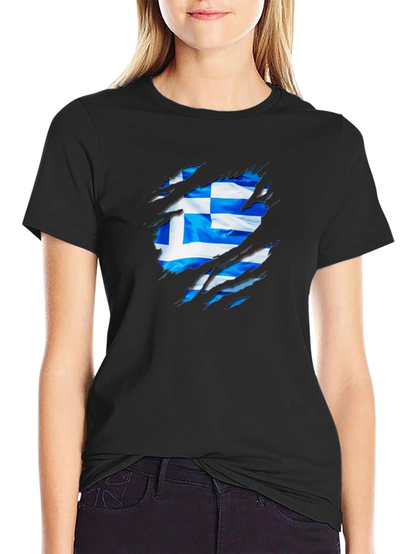 Greek Flag Ripped T-Shirt - Show Your Heritage - 2