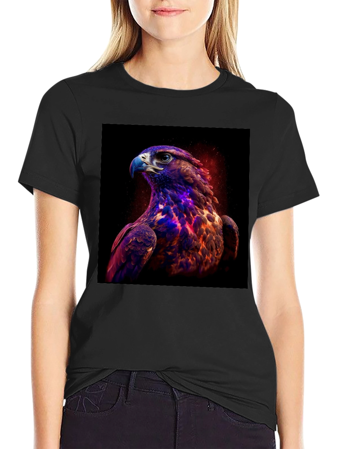 Cosmic Eagle Graphic Black T-Shirt - 2