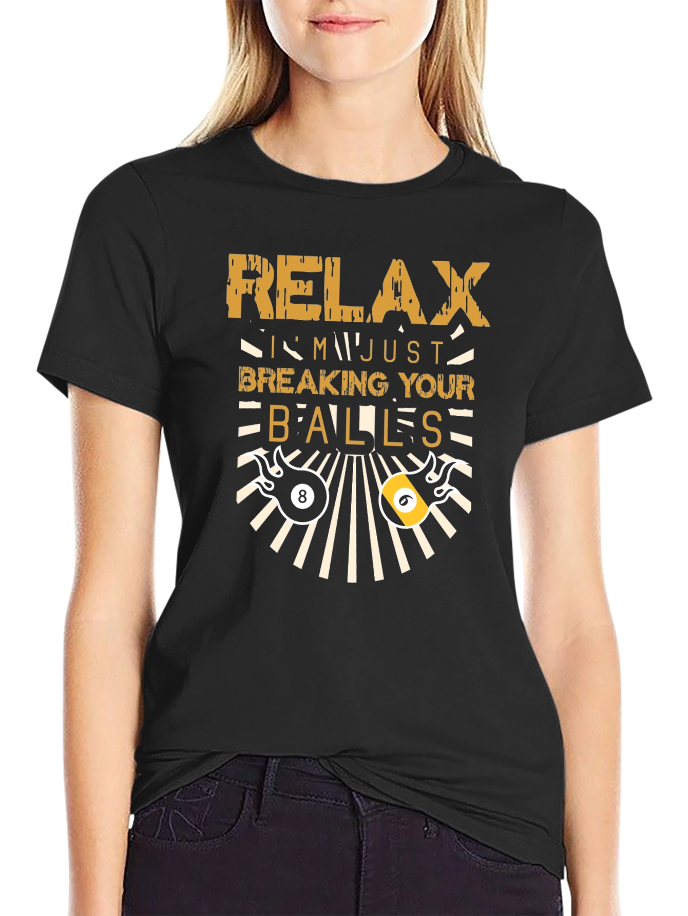 Black Relax, I'm Just Breaking Your Balls - Men's Black T-Shirt view 2