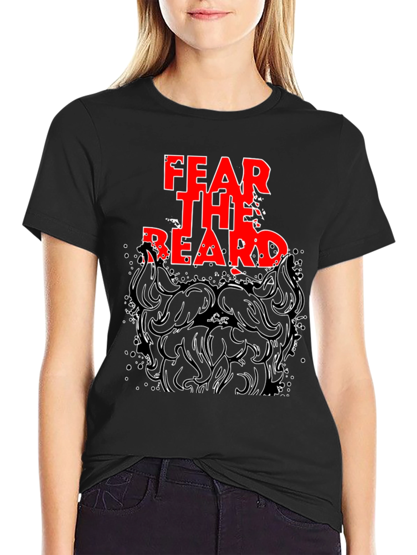 Black Fear The Beard T-Shirt - Black Cotton Tee view 2