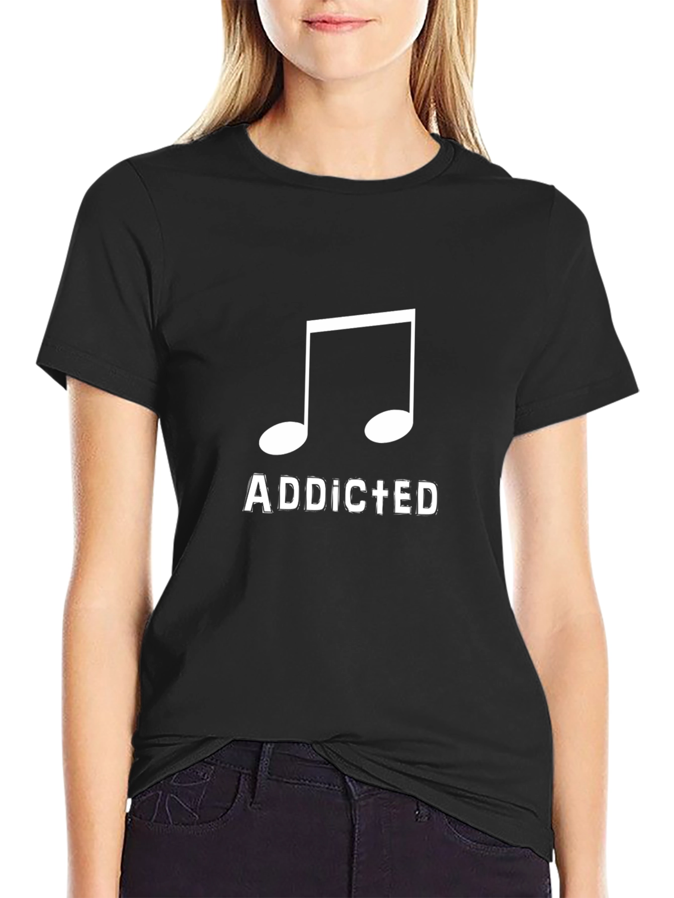 Black Music Addicted Black T-Shirt view 2