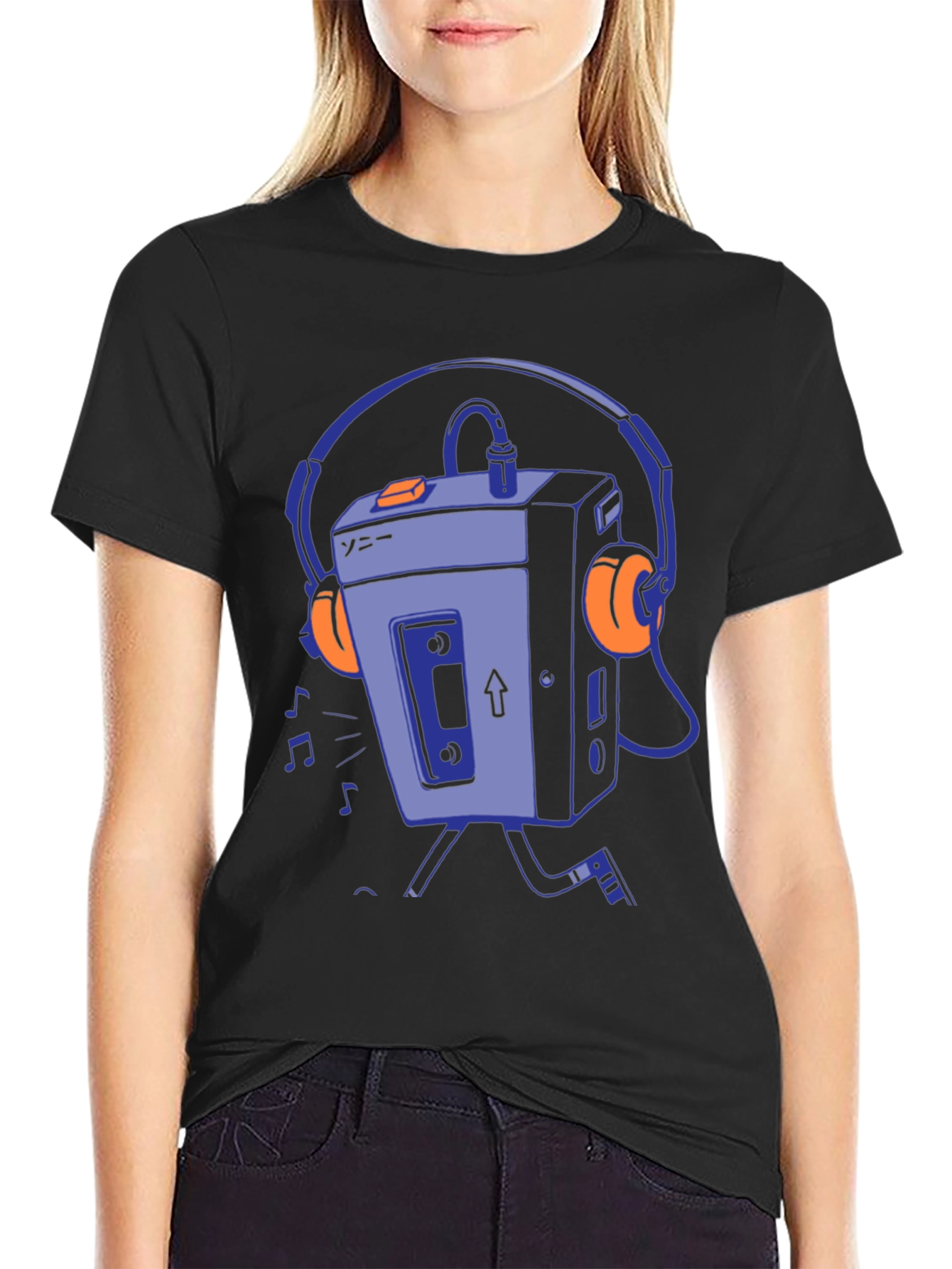 Black Retro Walkman Graphic T-Shirt - Black view 2