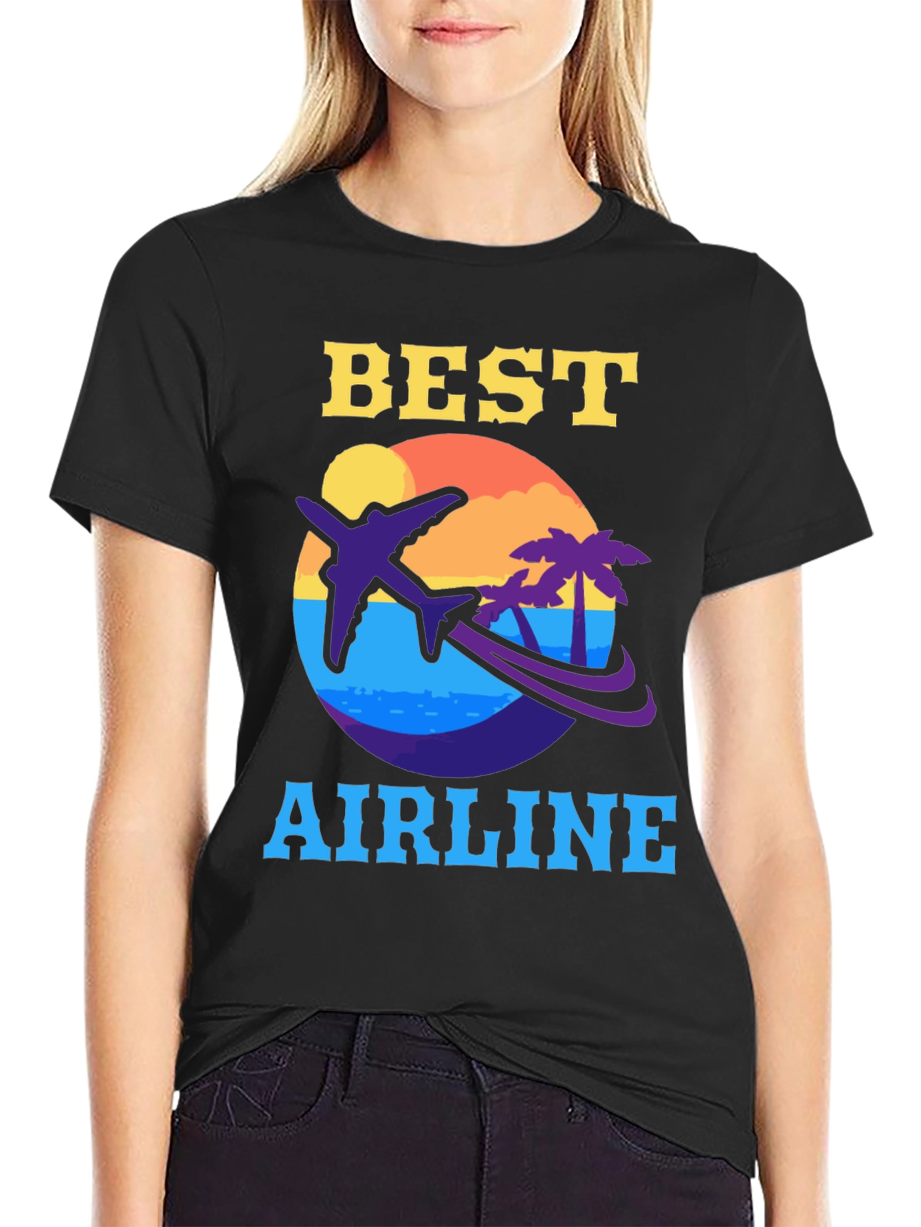 Black Best Airline Graphic T-Shirt - Travel Vacation Tee view 2