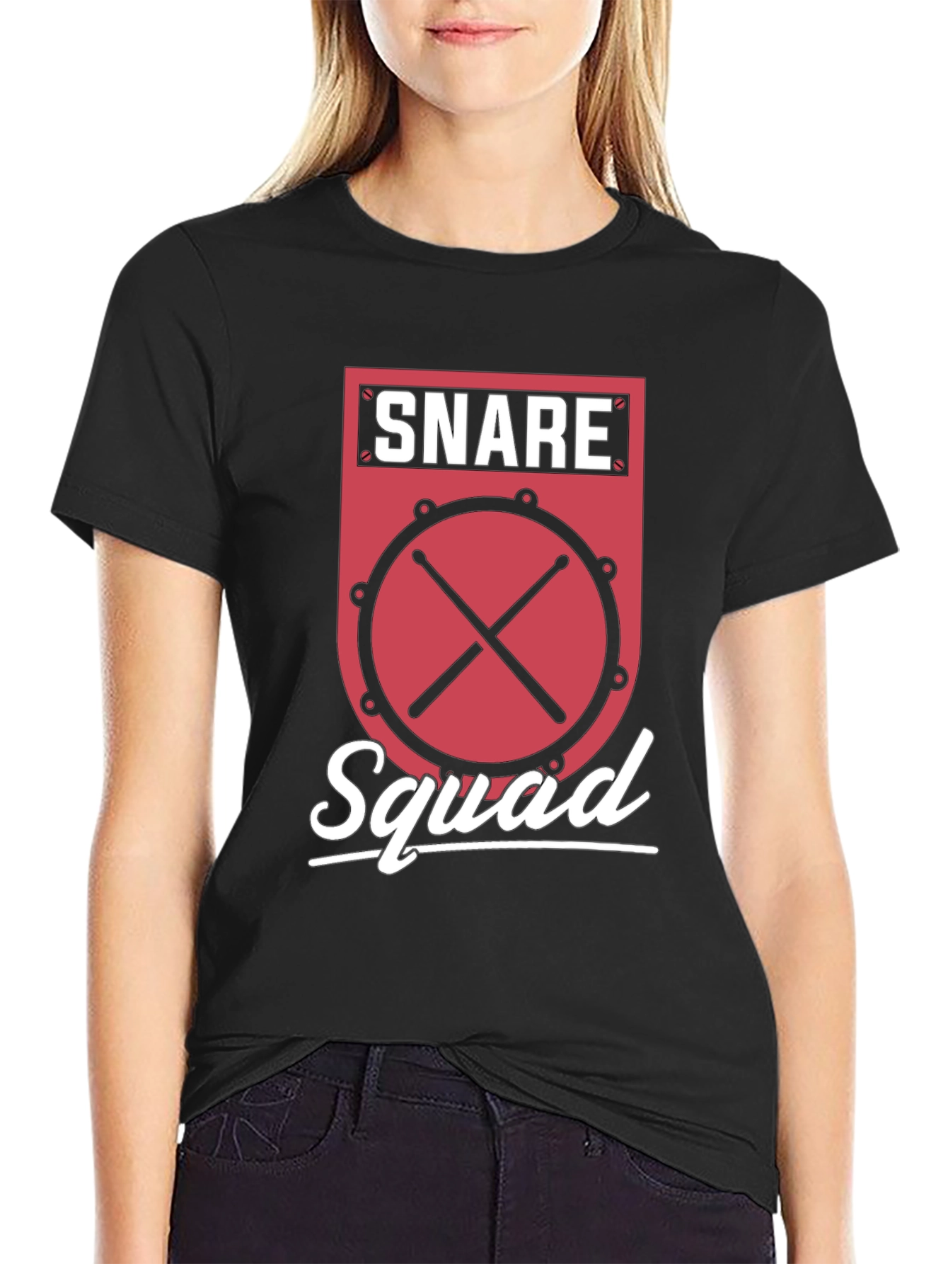Black Snare Squad Drummer Graphic Tee view 2