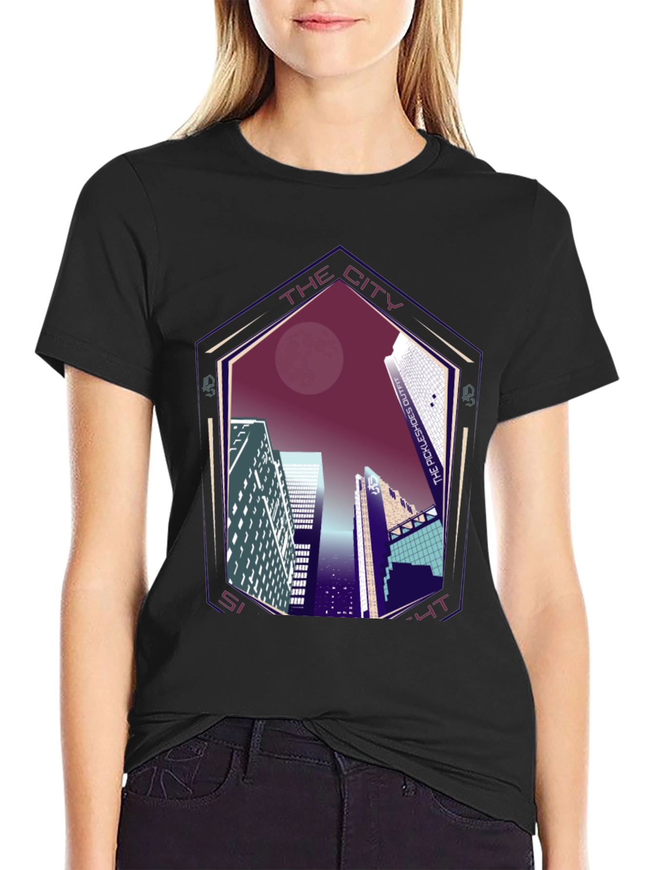 Black Cityscape T-Shirt - The Pickleshoes Outfit view 2