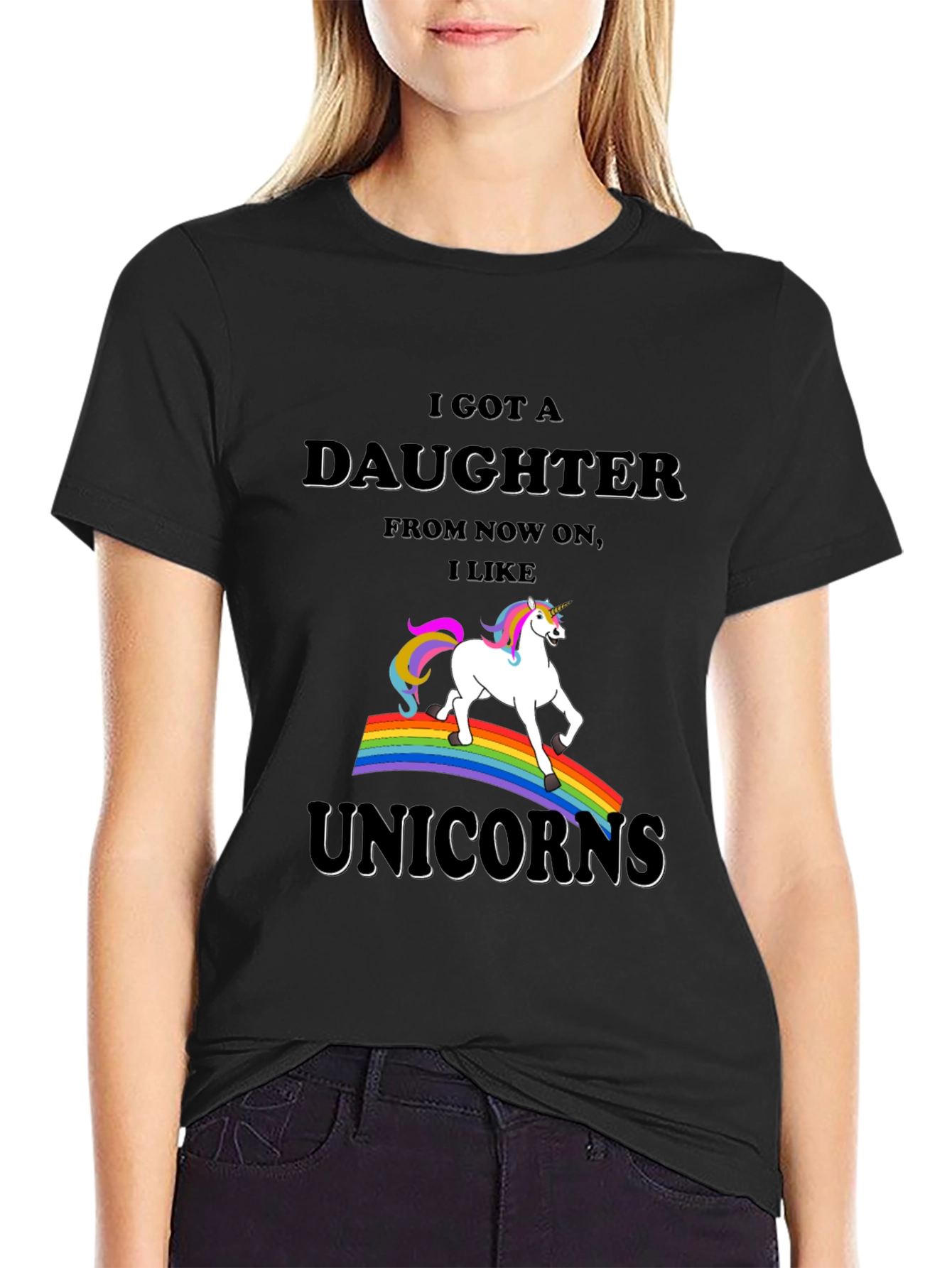 Black I Got a Daughter Unicorn T-Shirt view 2