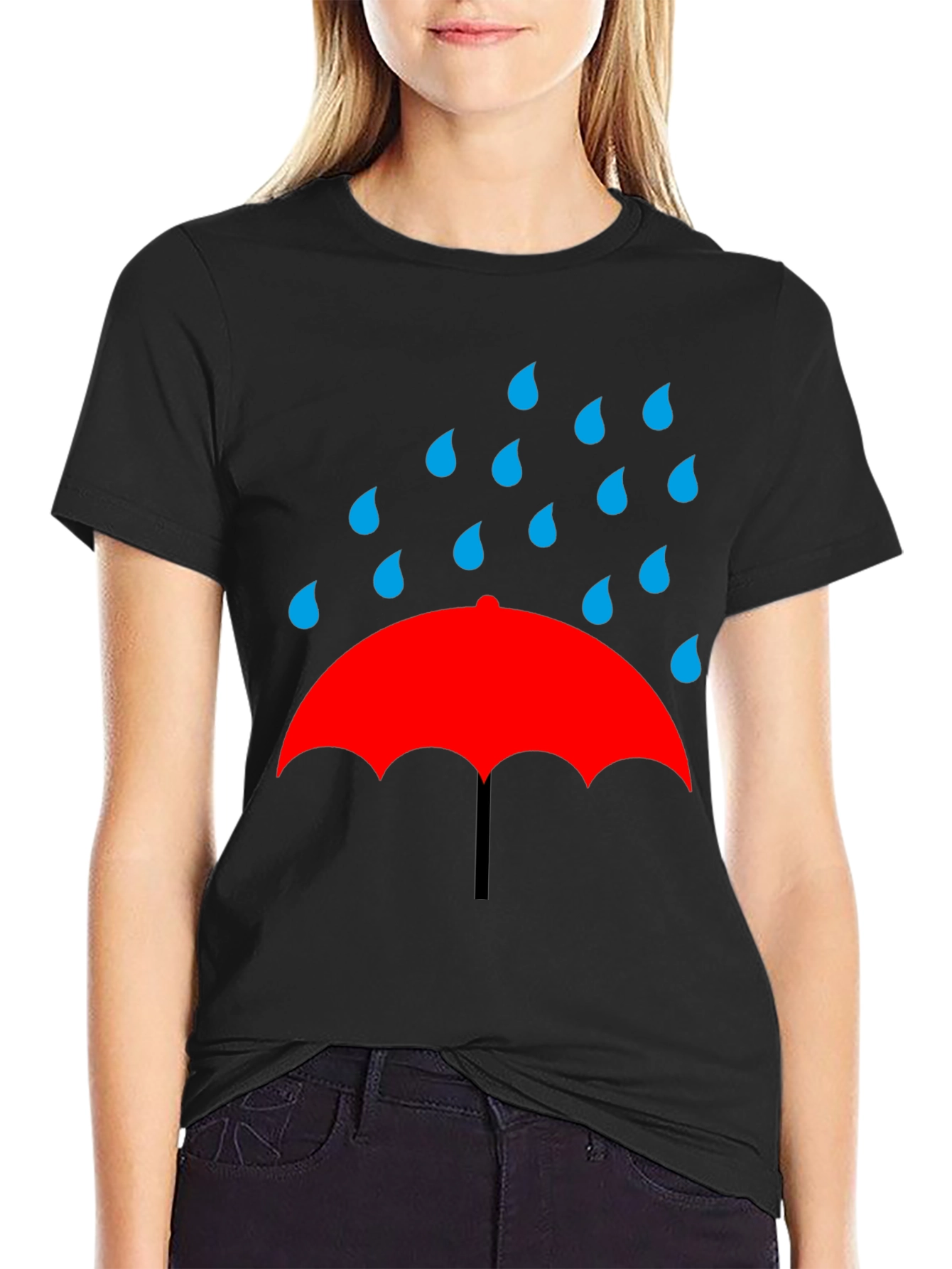 Black Rainy Day Umbrella Graphic Tee - Black T-Shirt view 2