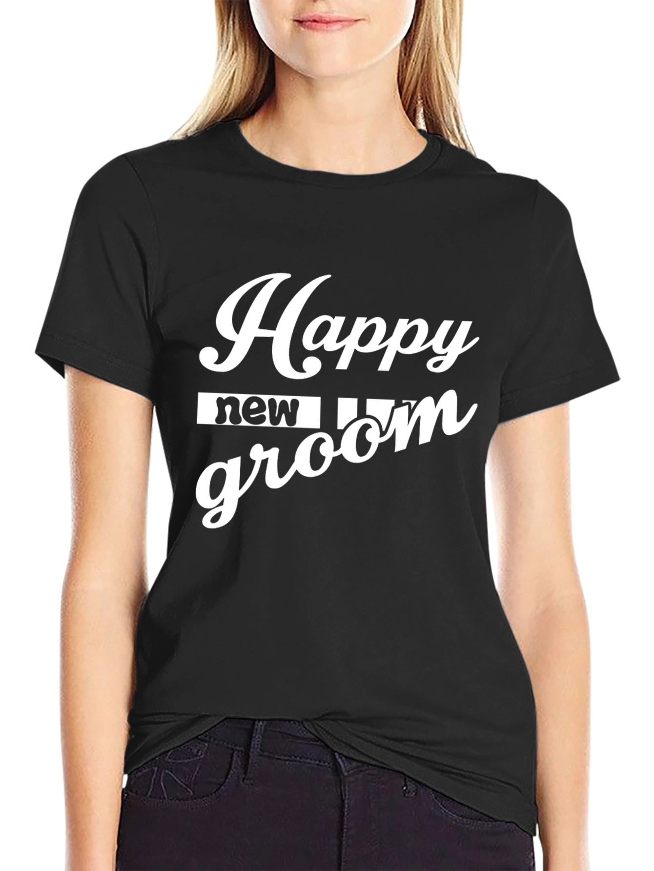 Black Happy New Groom T-Shirt view 2