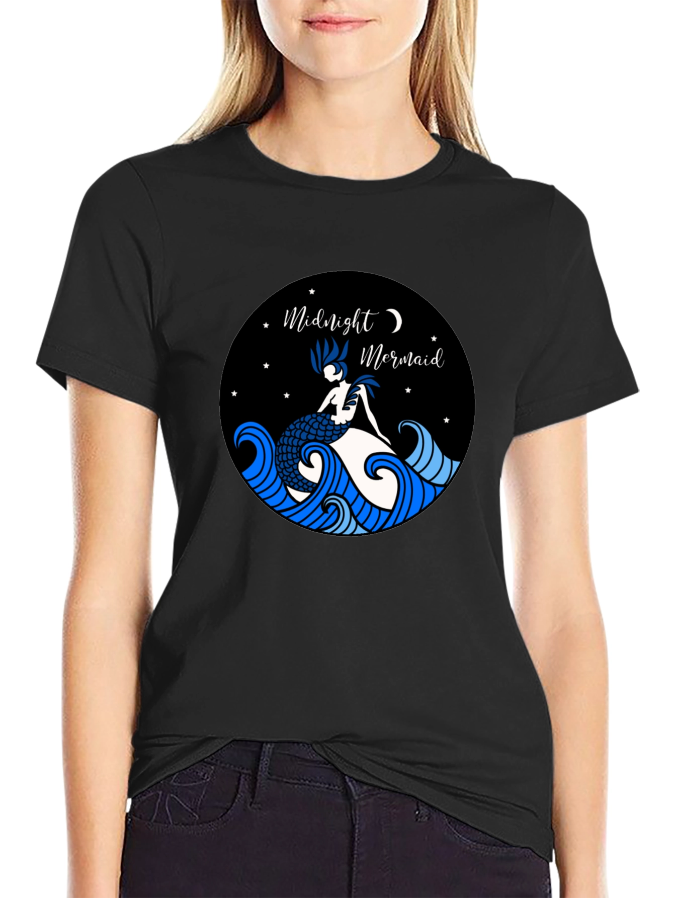 Black Midnight Mermaid Graphic Tee view 2