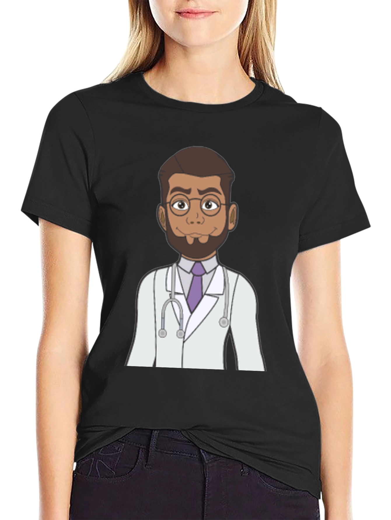 Black Doctor Cartoon Graphic T-Shirt view 2
