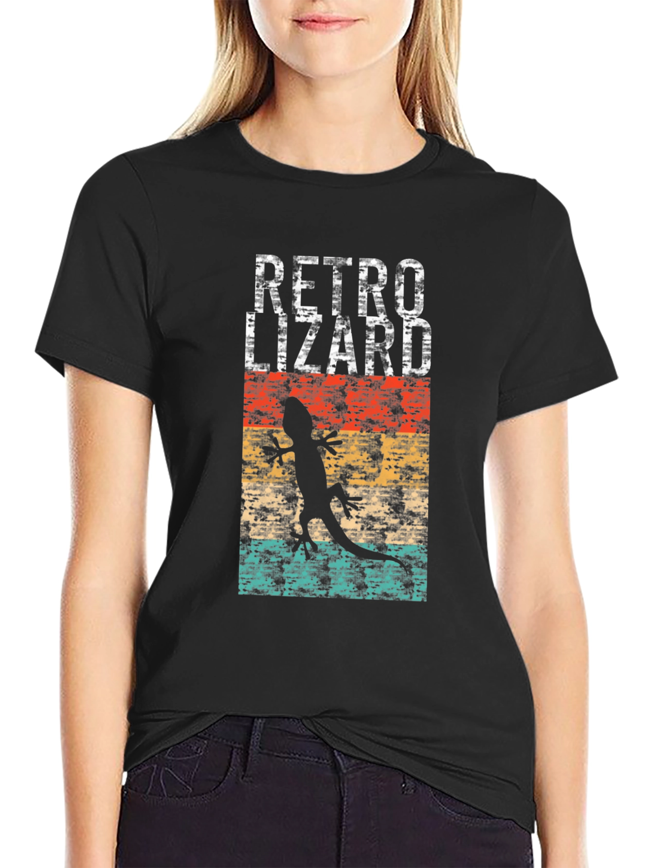 Black Retro Lizard Graphic T-Shirt - Black view 2