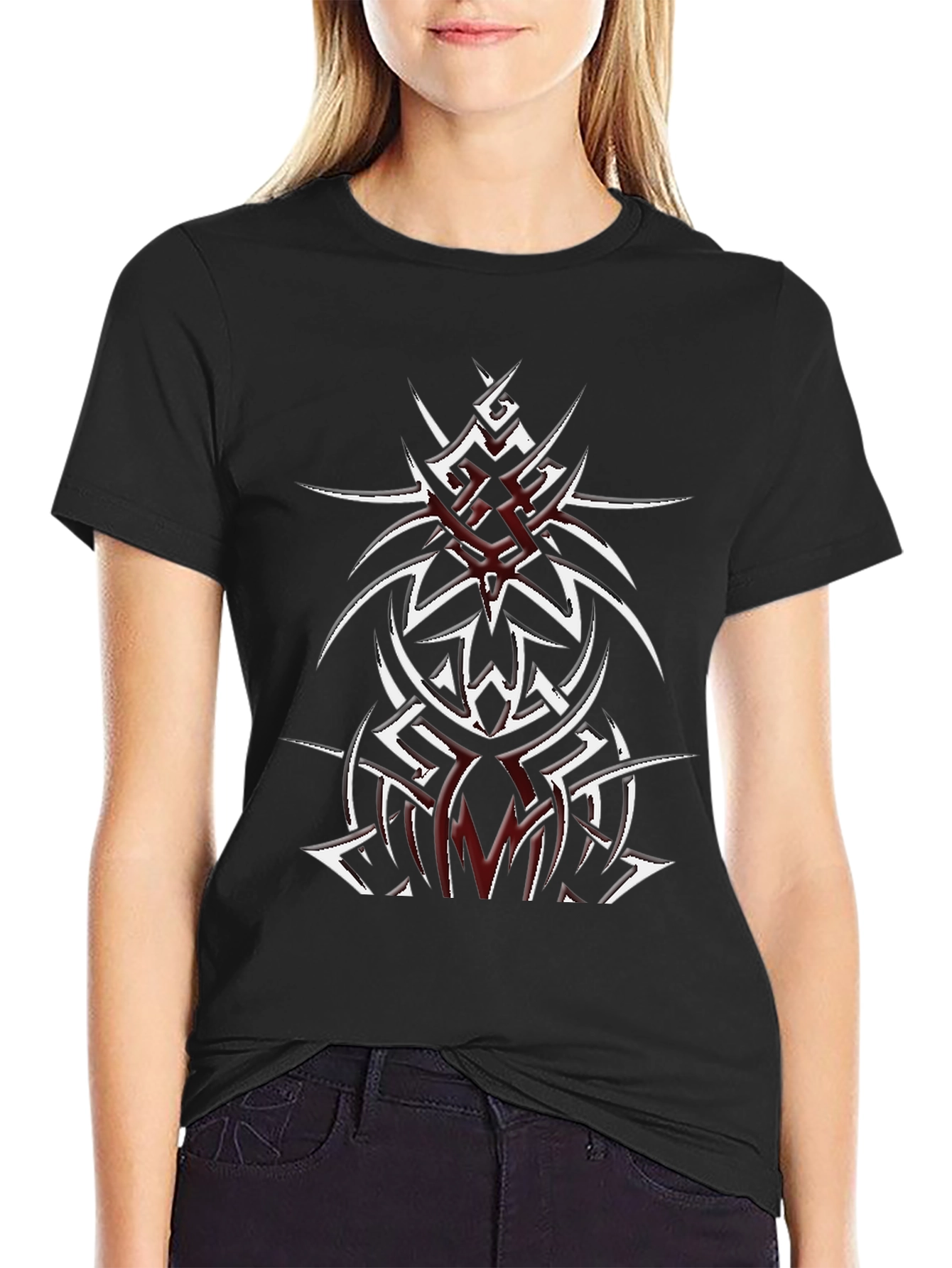 Black Tribal Tattoo Graphic Black T-Shirt view 2