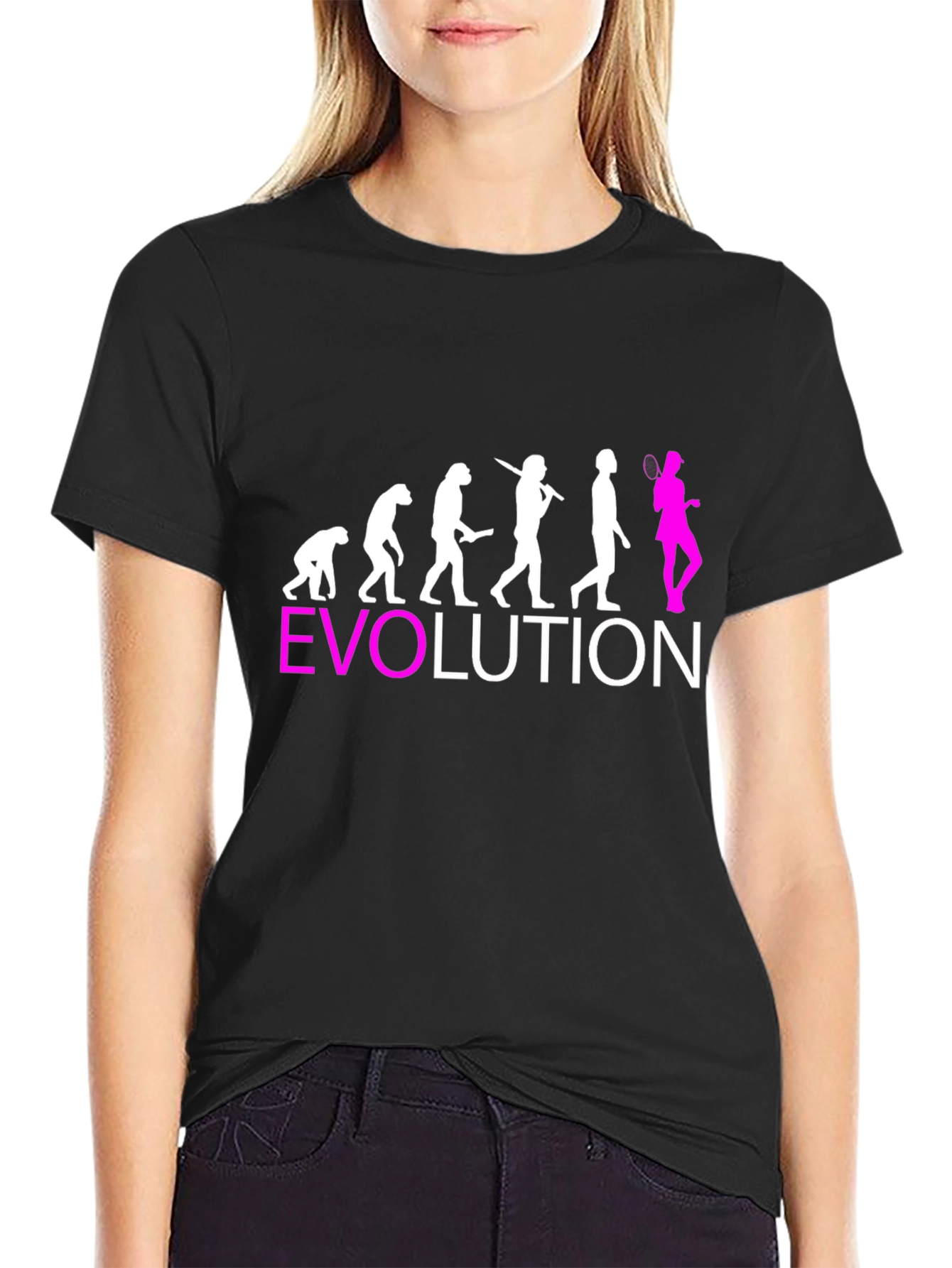 Black Evolution of Badminton T-Shirt - Funny Sport Tee view 2