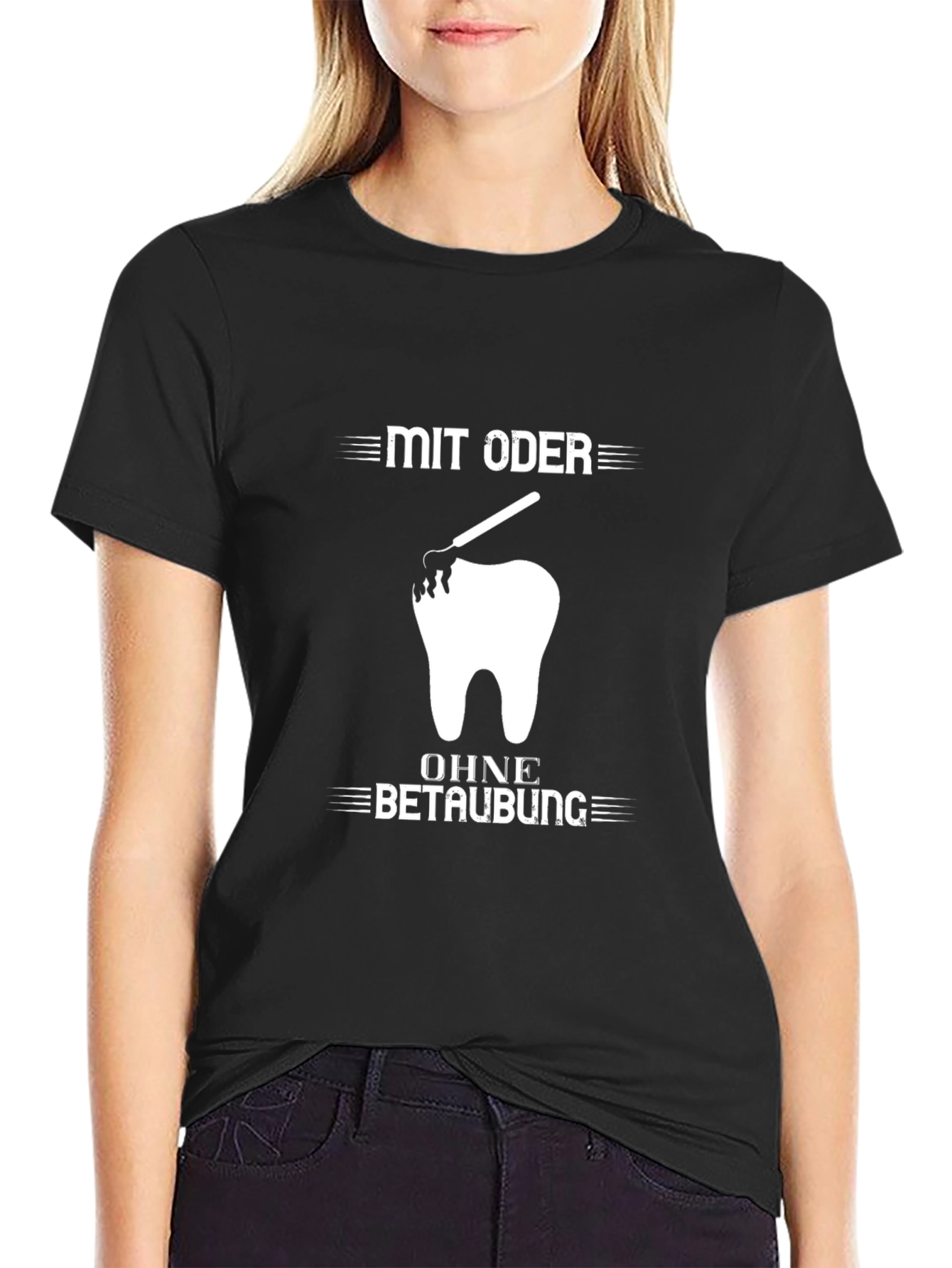 Black Funny Dentist T-Shirt - Tooth Design - With or Without Numbing view 2