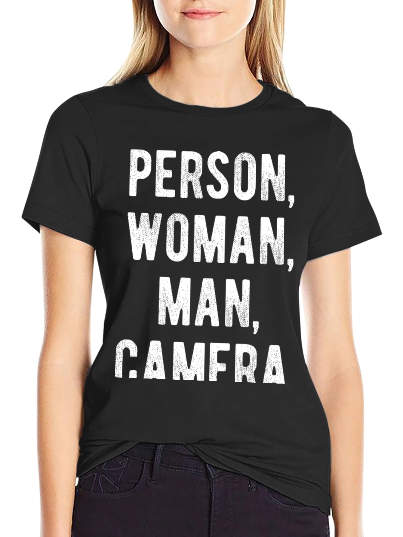 Black Person Woman Man Camera T-Shirt Funny Political Tee view 2