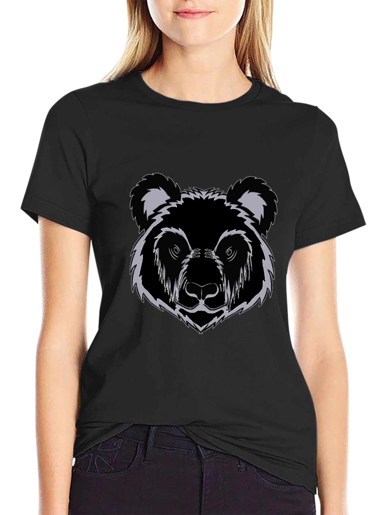 Black Black Bear Graphic Print T-Shirt view 2