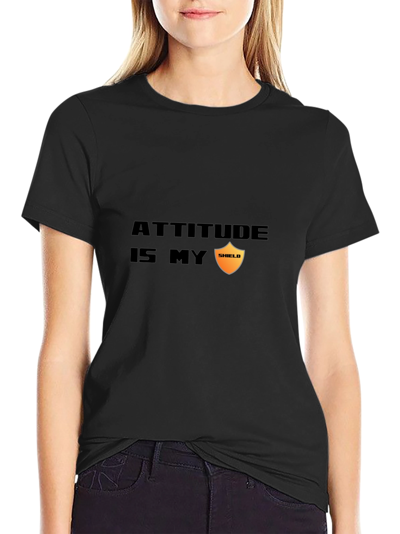 Black Attitude is My Shield Graphic Tee - Black view 2