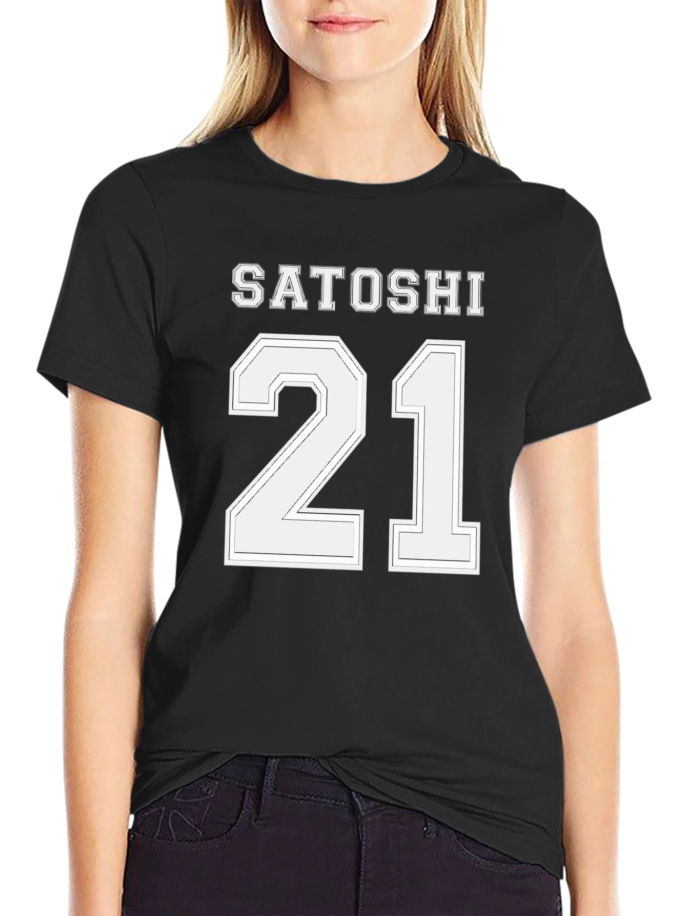 Black Satoshi 21 Black T-Shirt - Crypto Enthusiast Apparel view 2
