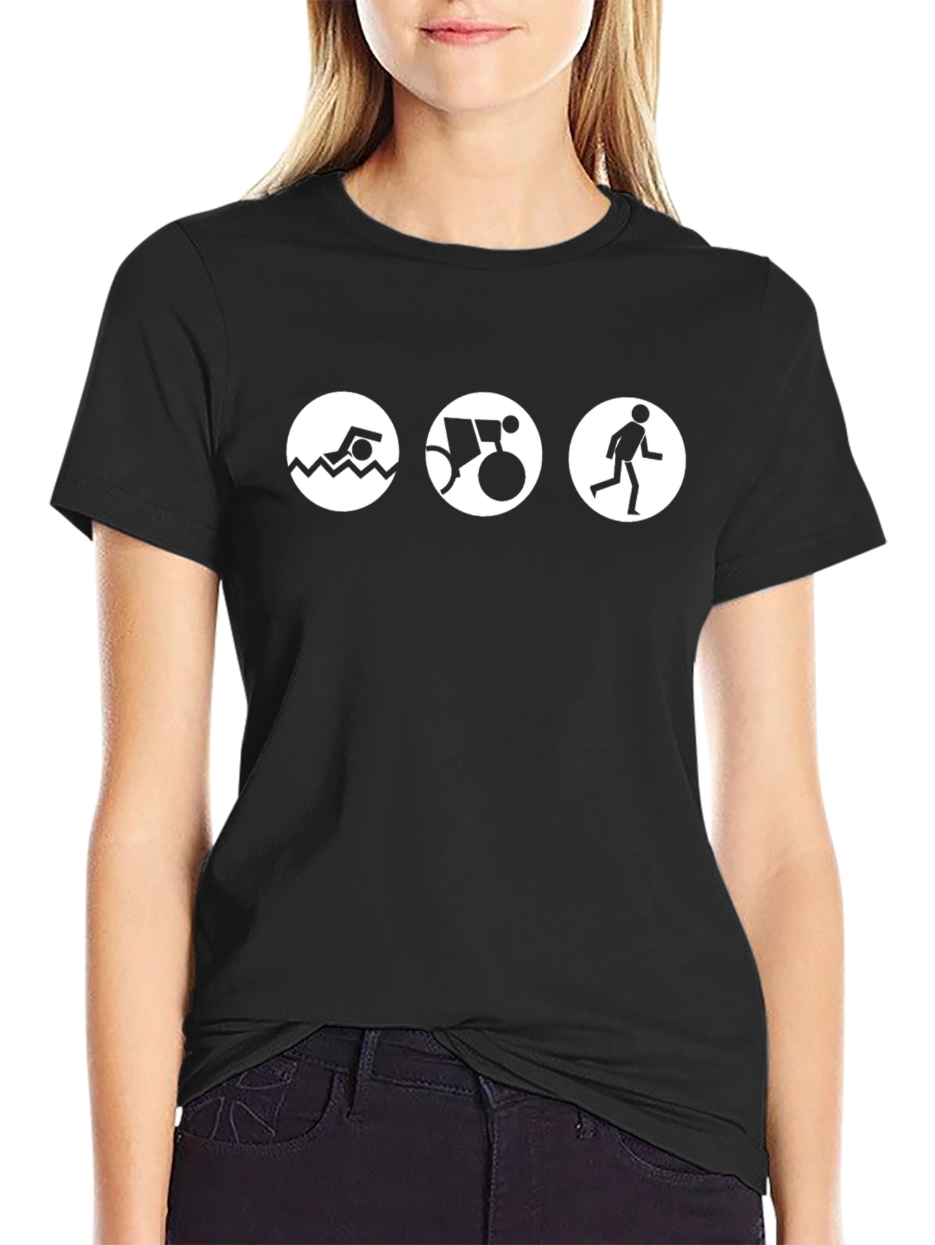 Black Triathlon T-Shirt: Swim, Bike, Run in Style! view 2