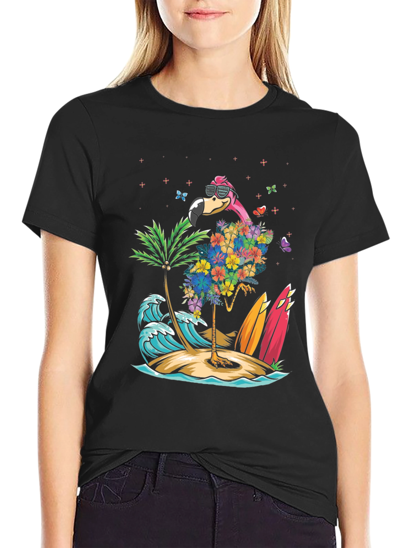 Tropical Flamingo Beach T-Shirt - 2