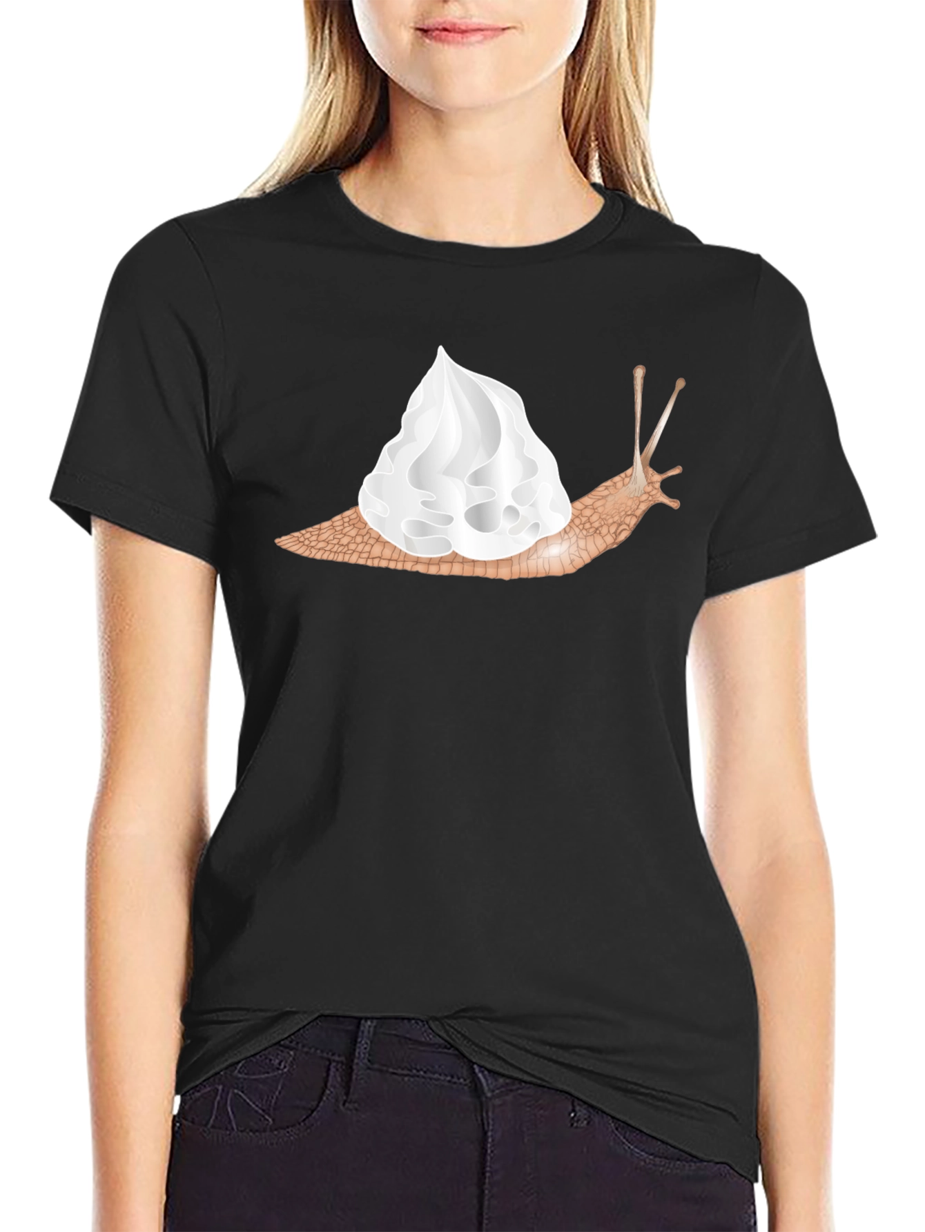 Black Snail Whipped Cream Graphic Tee - Unique Fashion view 2