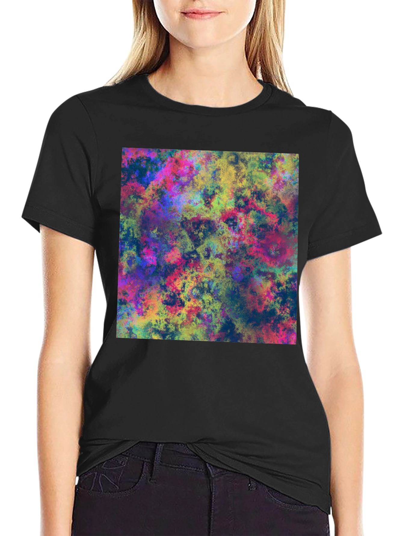 Black Abstract Art Print Black T-Shirt view 2