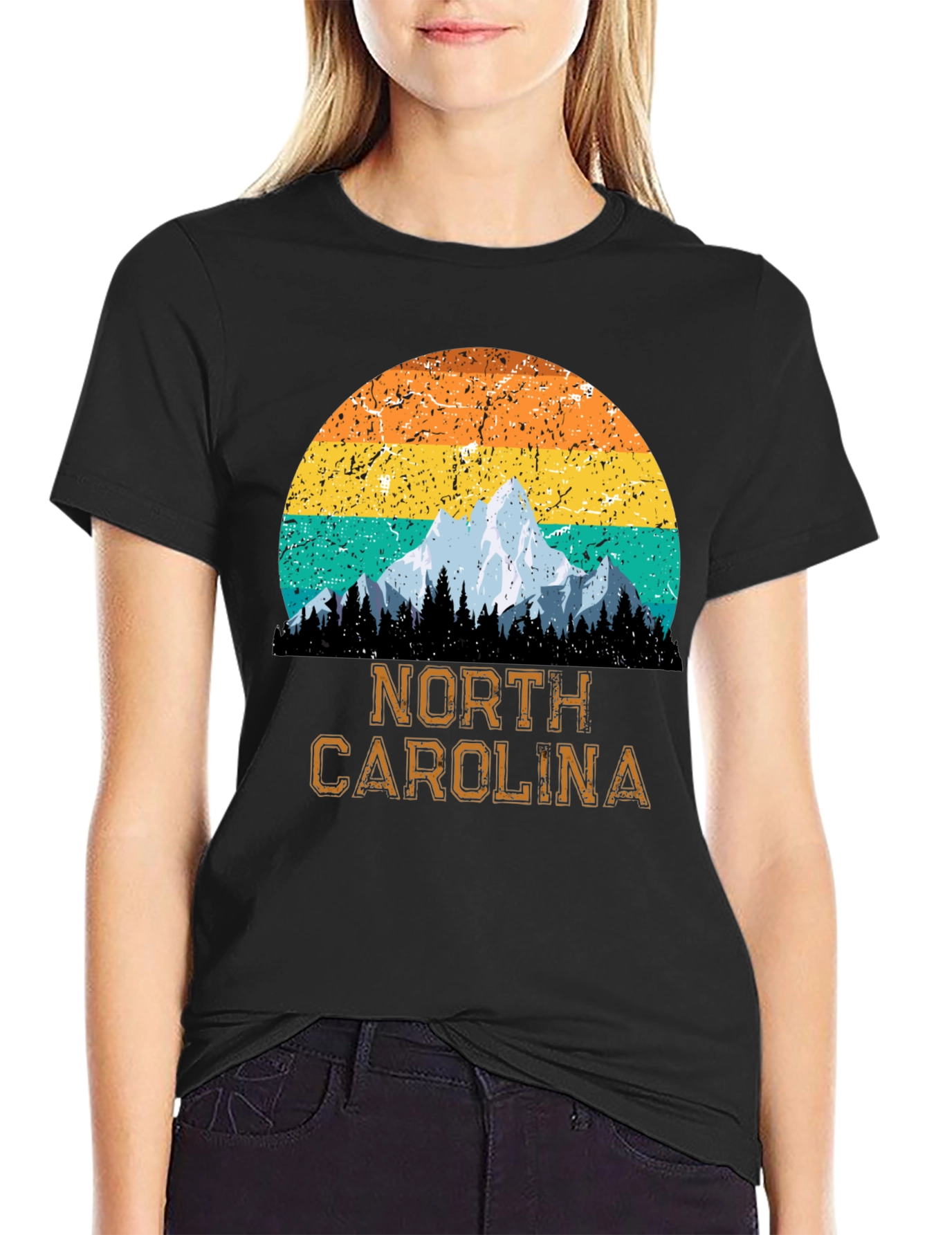 Black North Carolina Mountain Graphic T-Shirt view 2